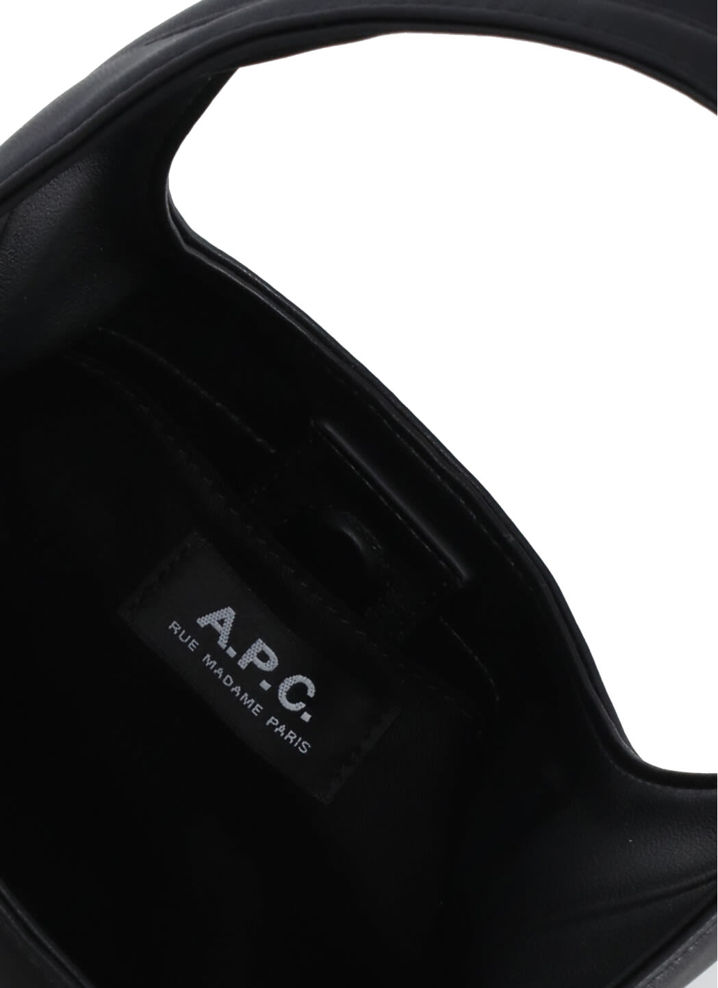 Apc Rounded Silhouette Shoulder Bag With Bold Logo In Black