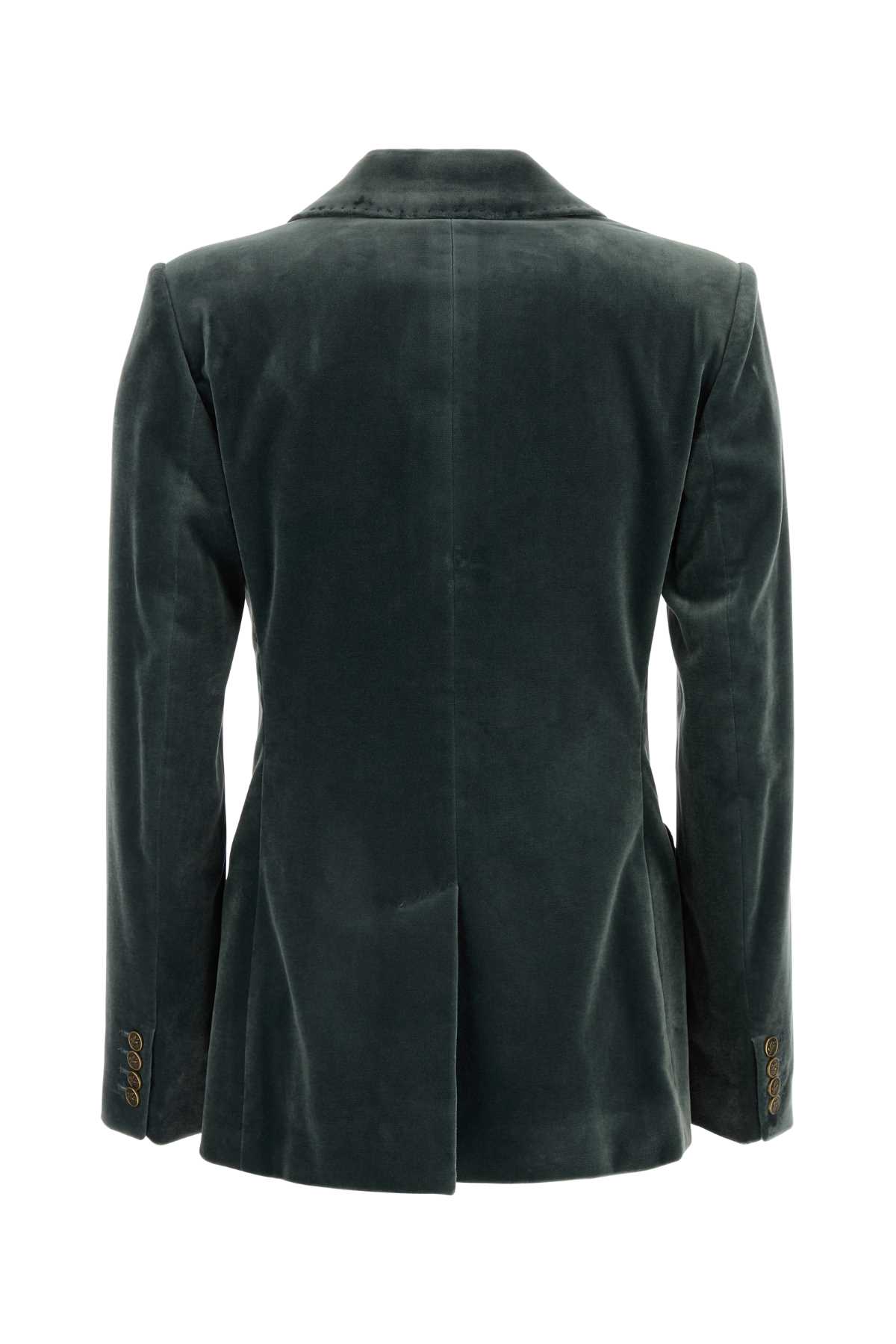 Shop Etro Teal Green Stretch Velvet Blazer In B6214