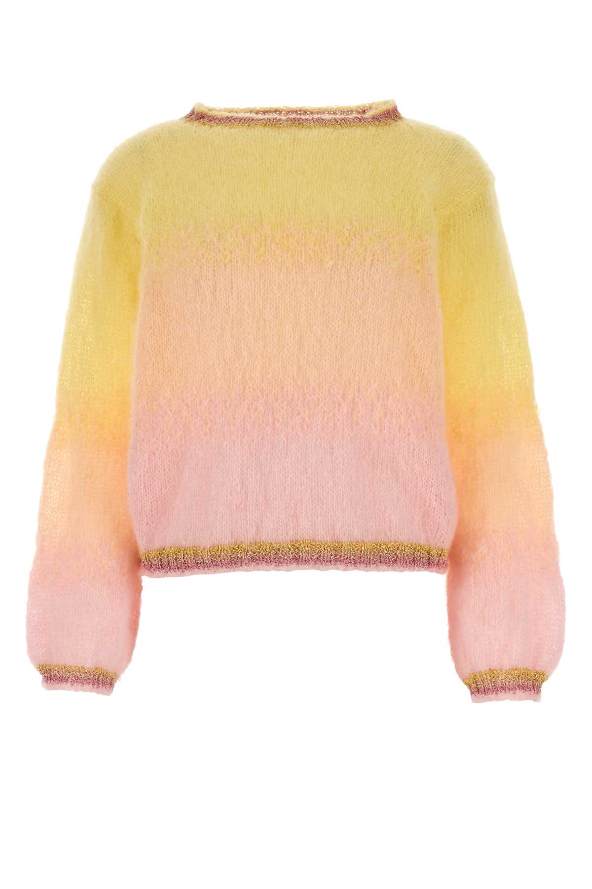 Rose Carmine Multicolor Mohair Blend Sweater In Yellow