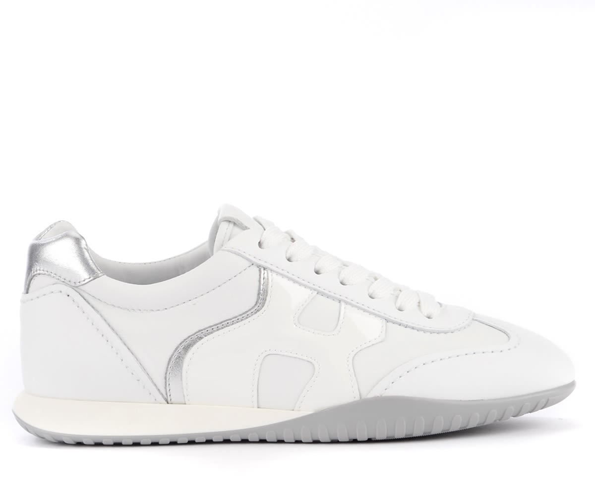 Hogan Olympia-z Sneaker In White And Silver Leather