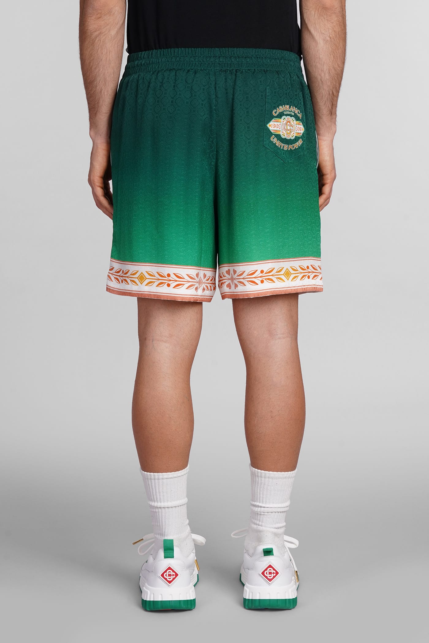 Shop Casablanca Shorts In Green Silk