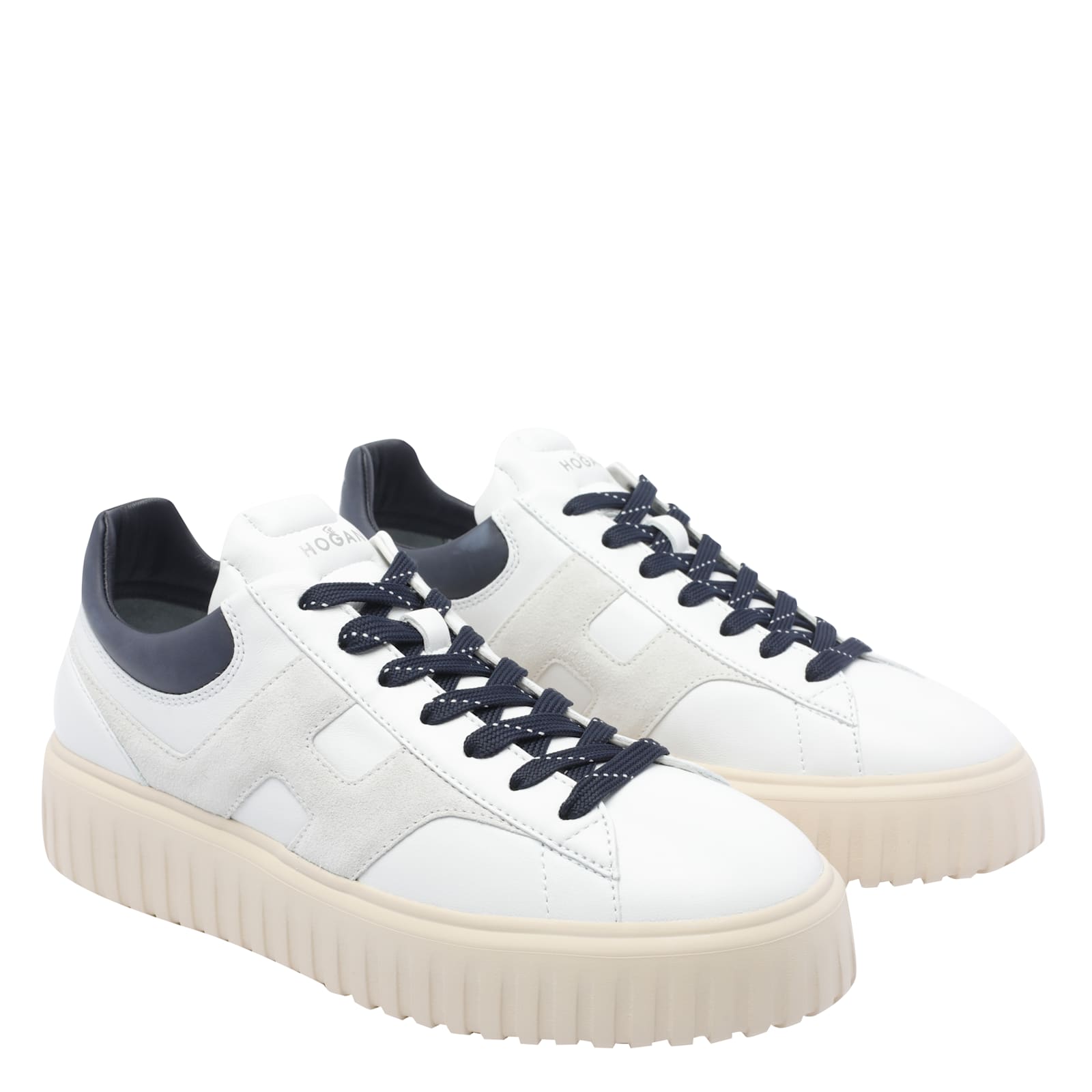 Hogan Lace-up White Sneakers With Logo Patch In White