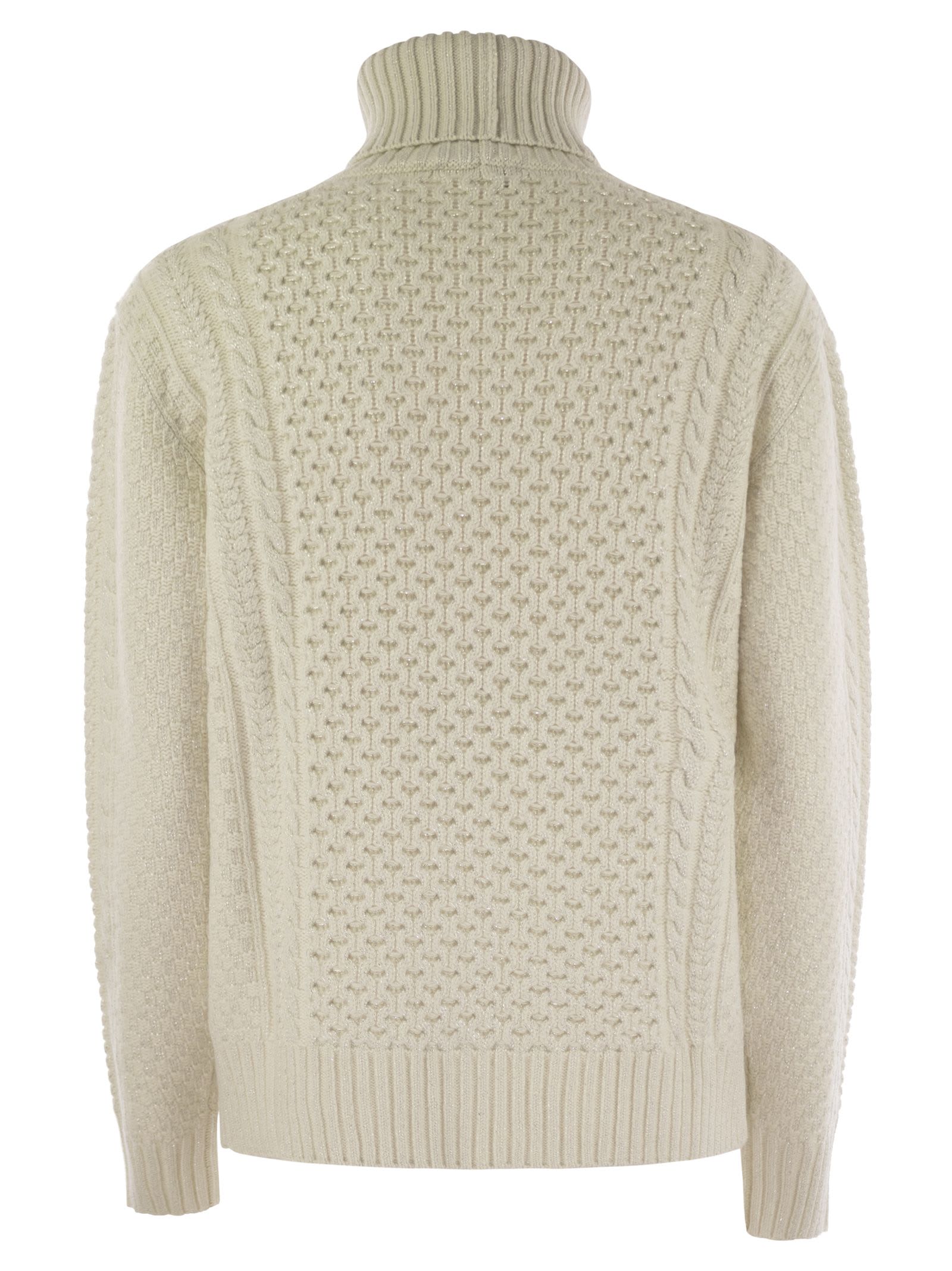 Fabiana Filippi Women's Turtleneck Jumper With Special Workmanship Sweater In White