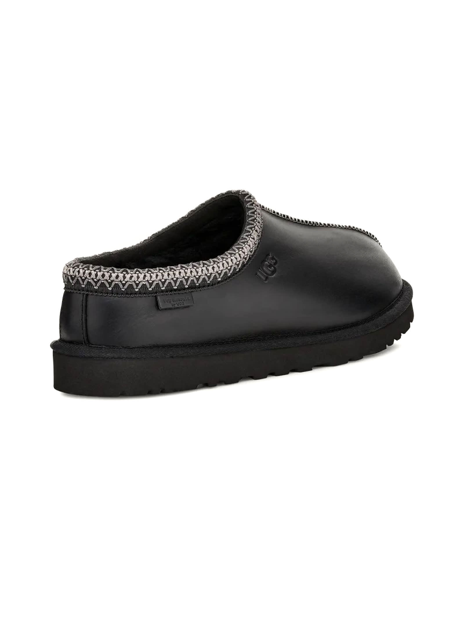 Ugg Black Tasman Leather Regenerate Mules In Black