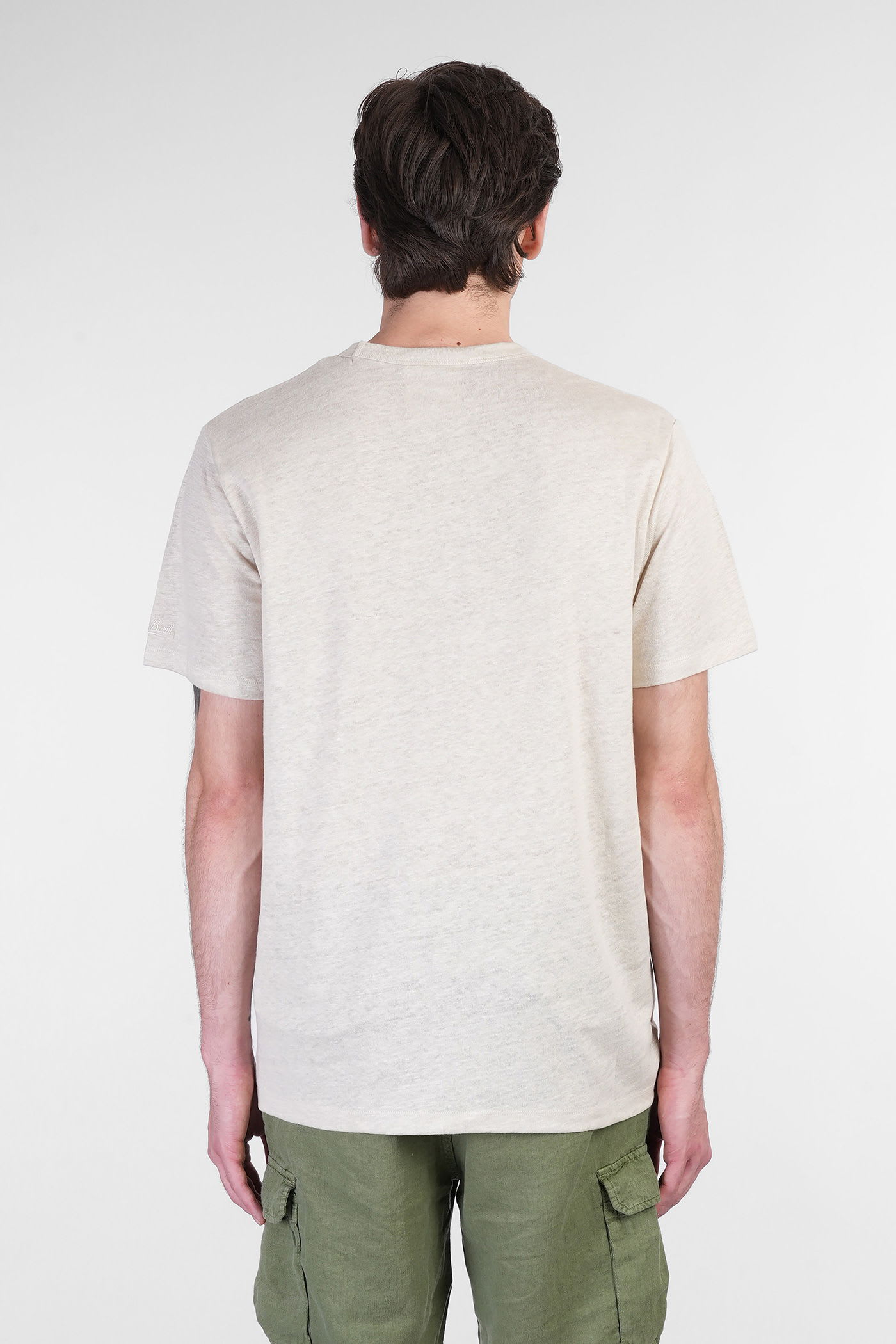 Mc2 Saint Barth Ecstasea N T-shirt In Taupe Linen In White