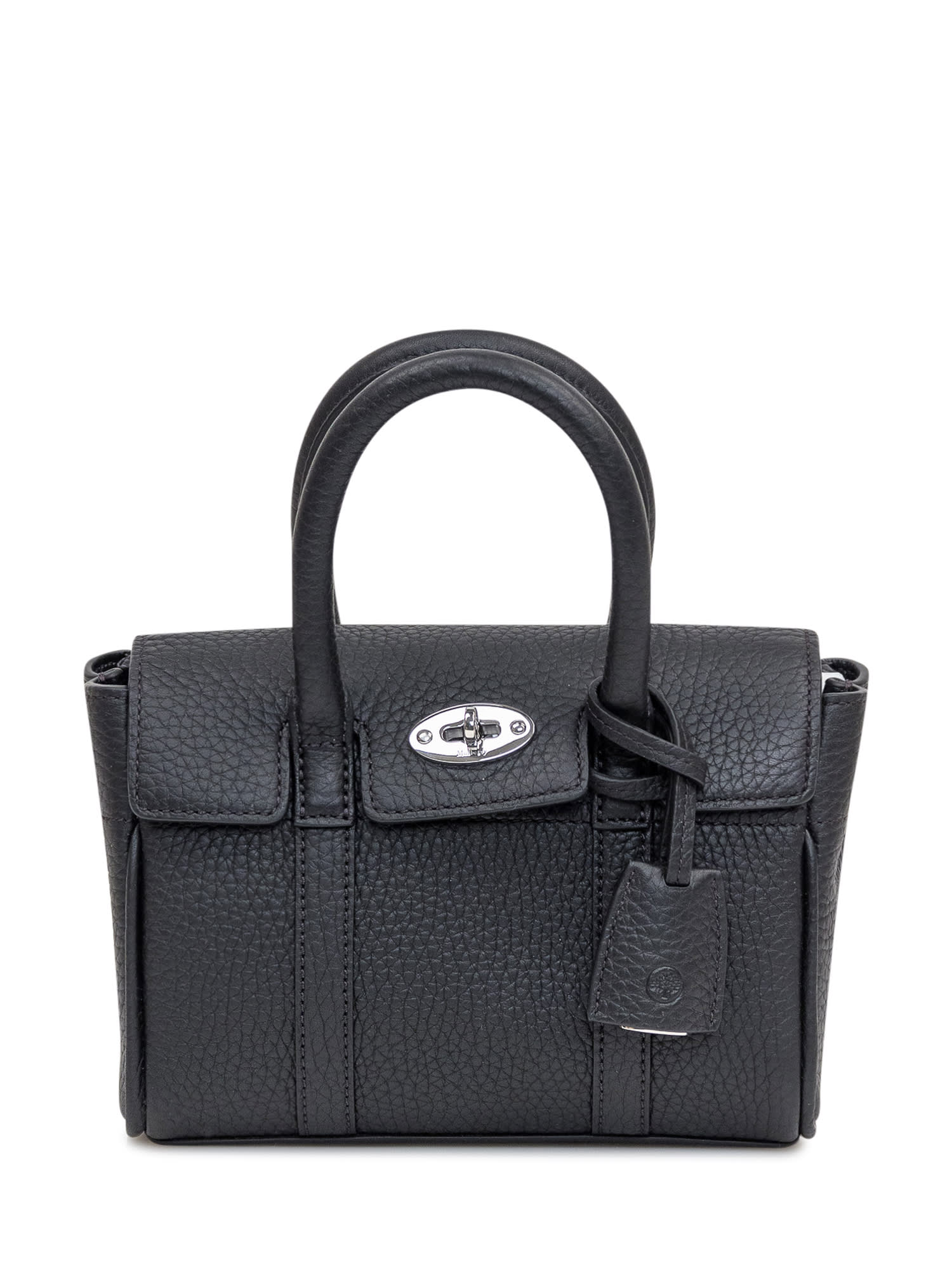 Shop Mulberry Mini Bag Bayswater Heavy Grain In Black