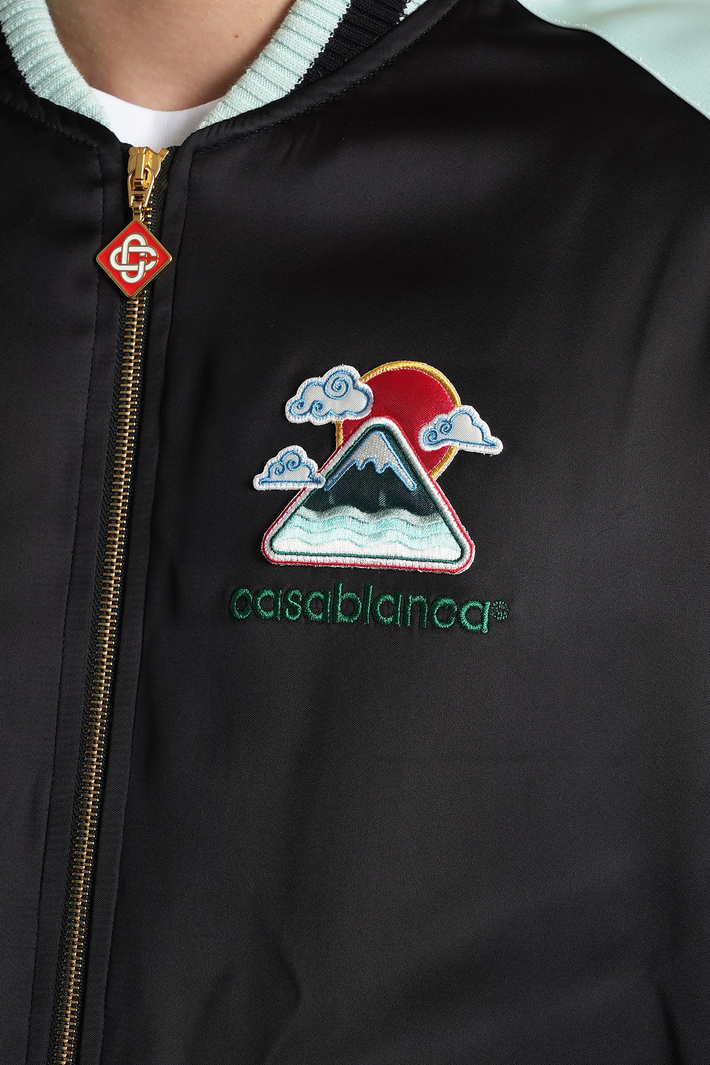 Casablanca Quilted Colour-block Satin Track Jacket In Black