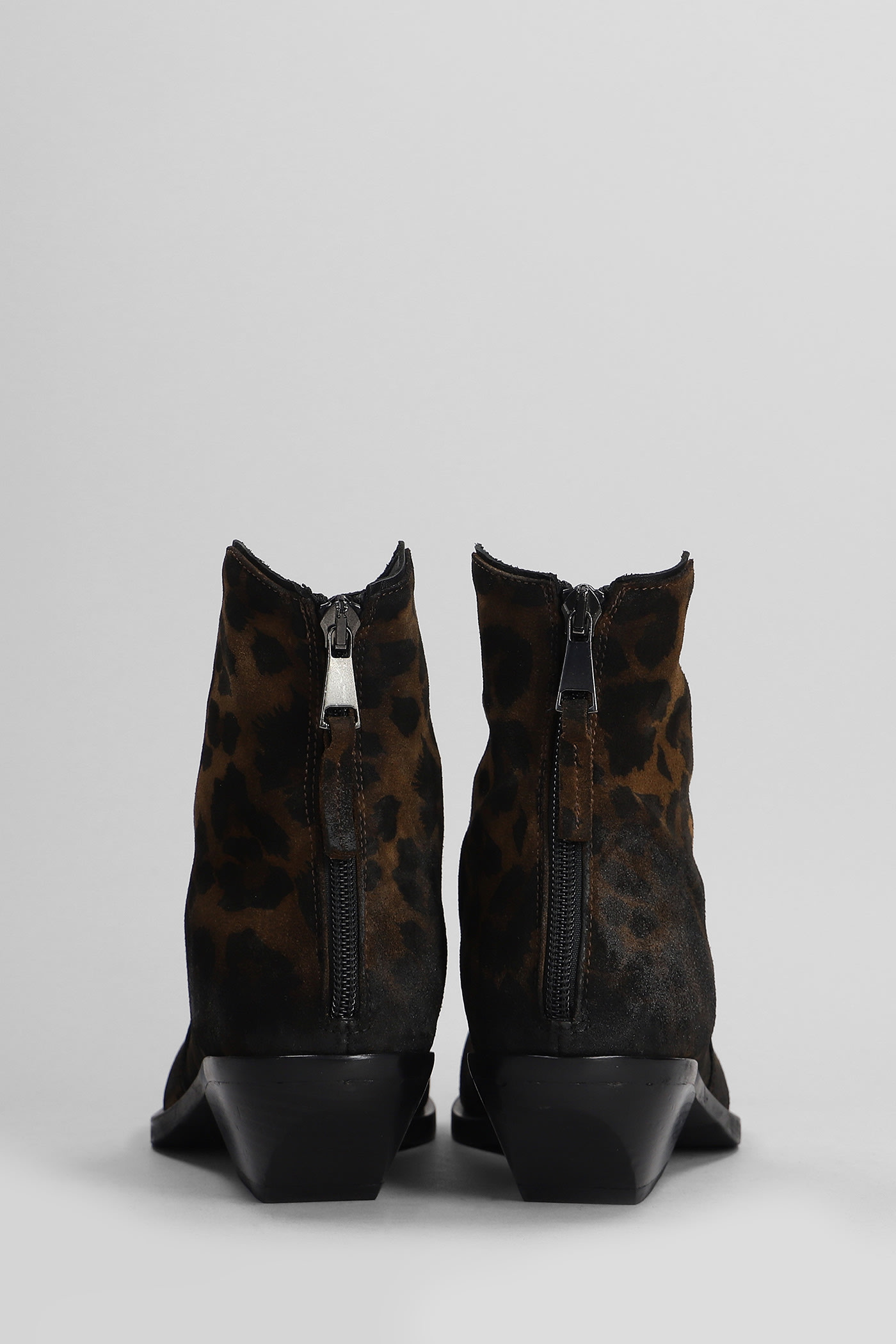 Shop Elena Iachi Texan Ankle Boots In Animalier Suede