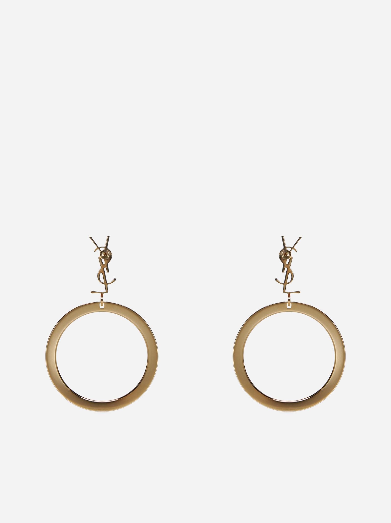 Saint Laurent Cassandre Logo Circle Earrings