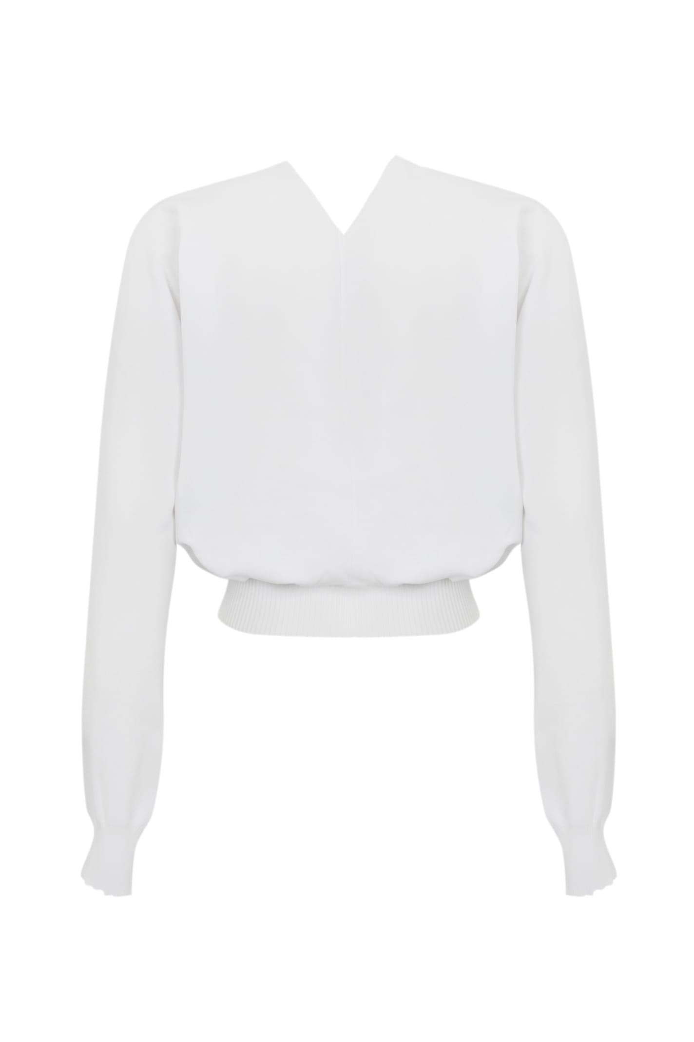 Liviana Conti Crossover Sweater In Technical Nylon In Bianco