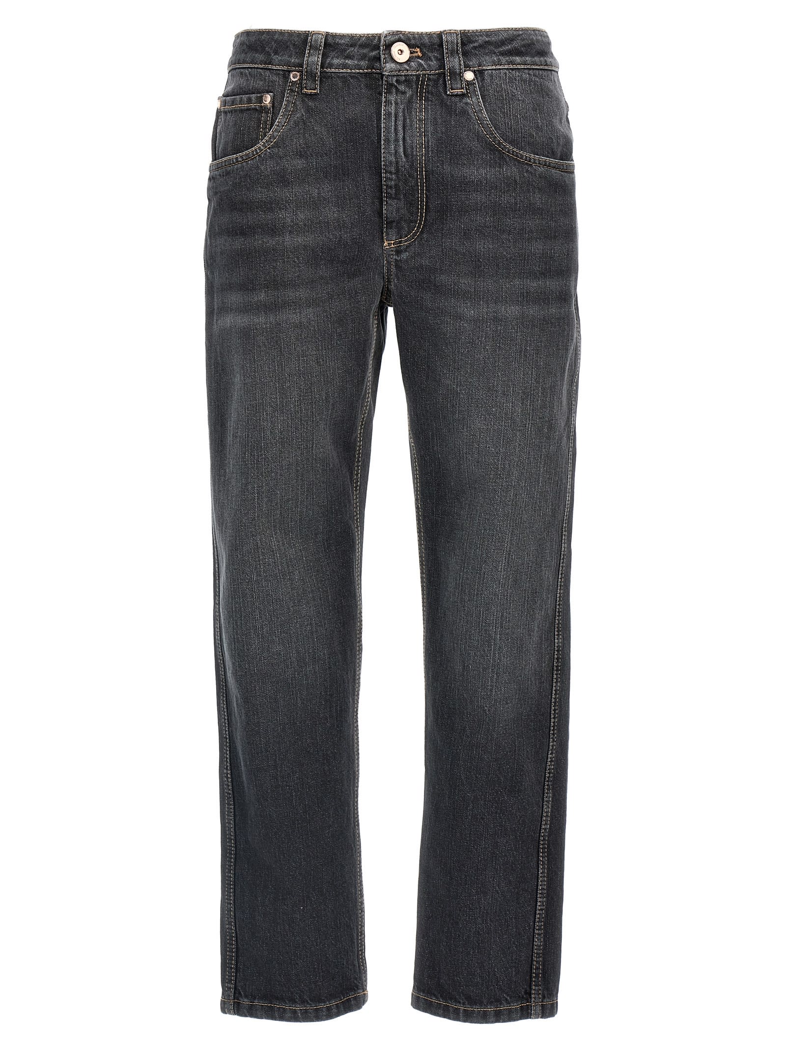 Shop Brunello Cucinelli Monile Jeans In Gray