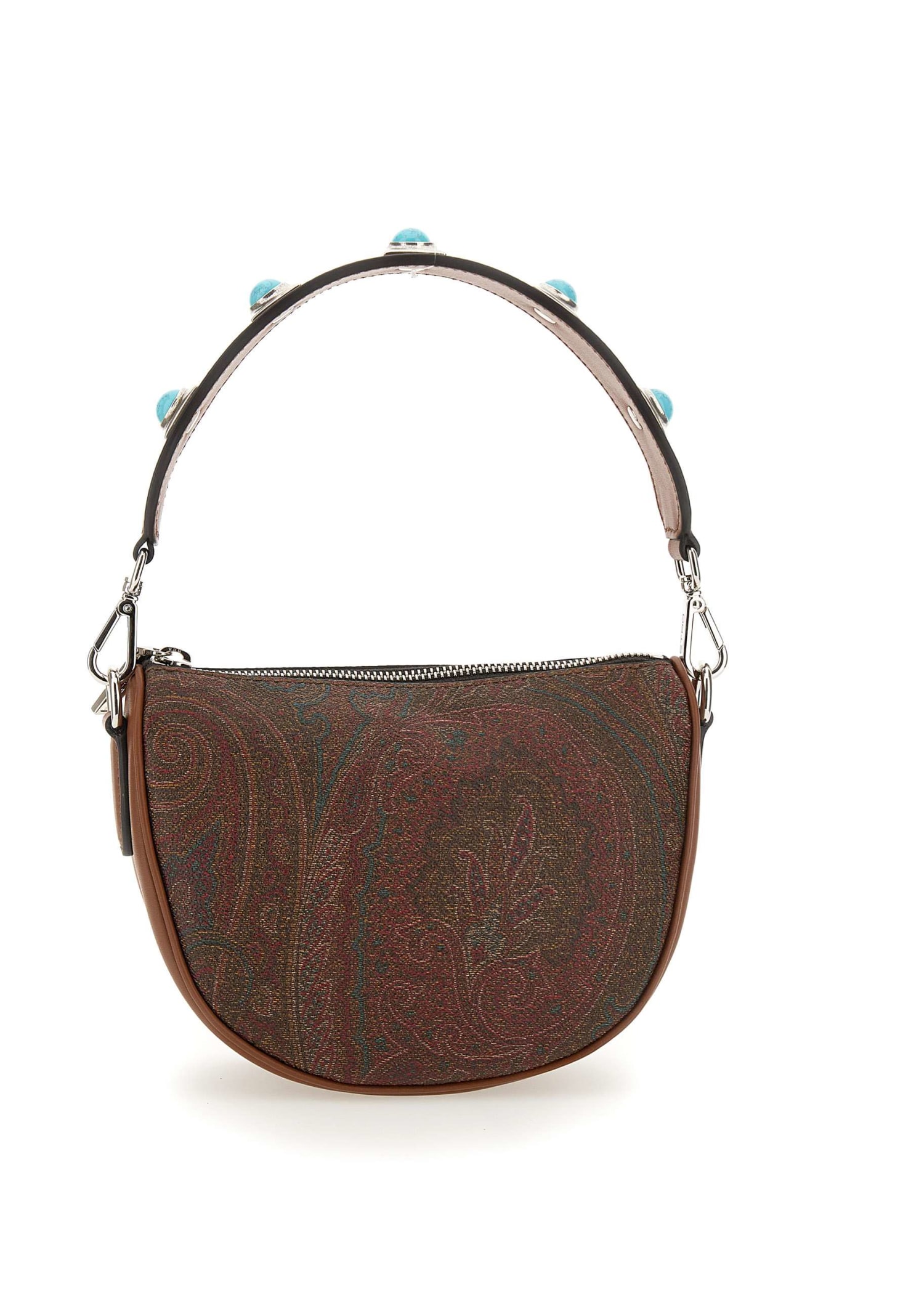 Etro Paisley Medium Shopping Bag With Studs in Brown