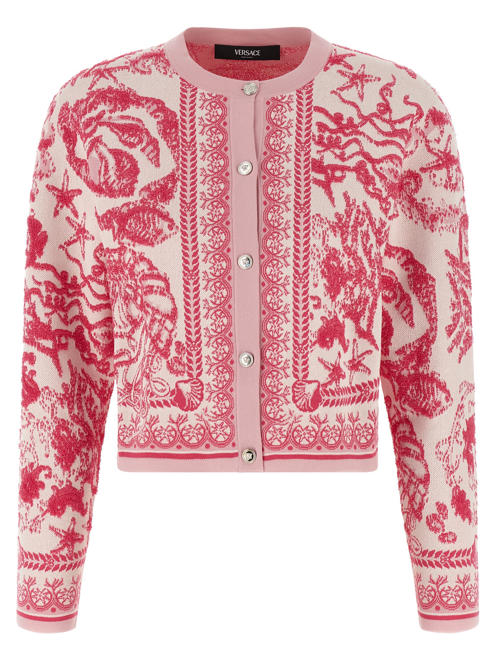 Versace Underwater Barocco Cardigan In Pink