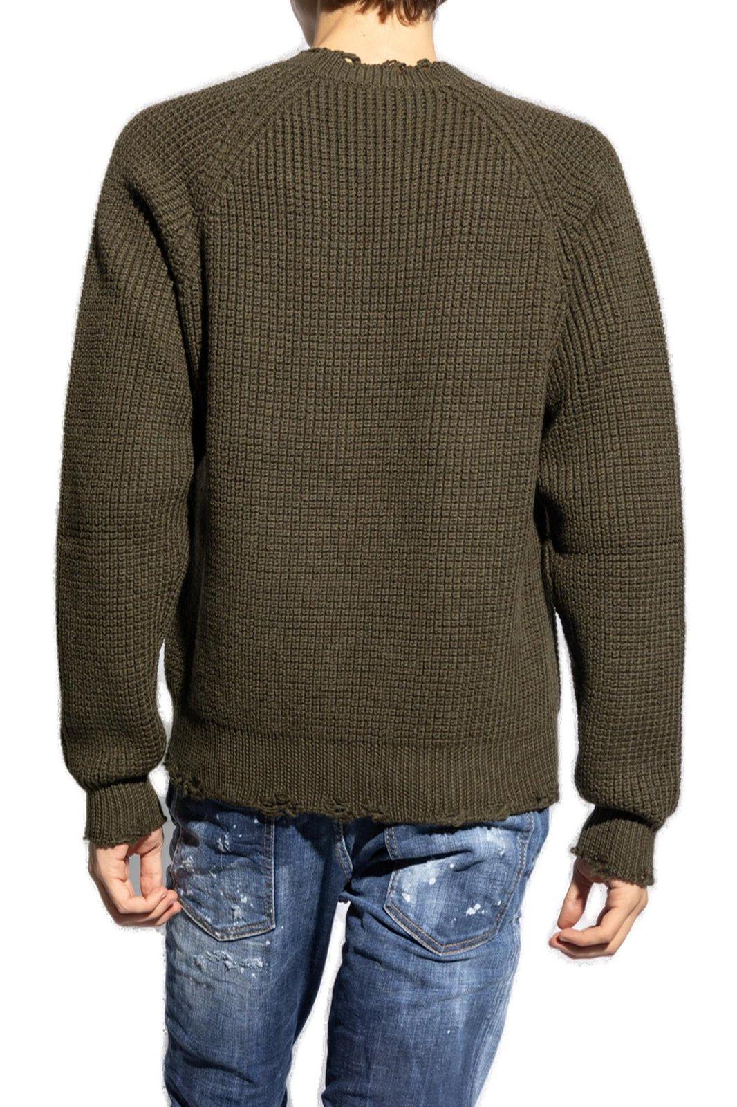 Shop Dsquared2 Round Neck Sleeved Sweater