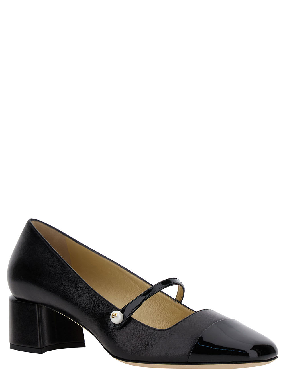 Jimmy Choo 'elisa 45' Black Pumps With Pearl Detail In Black