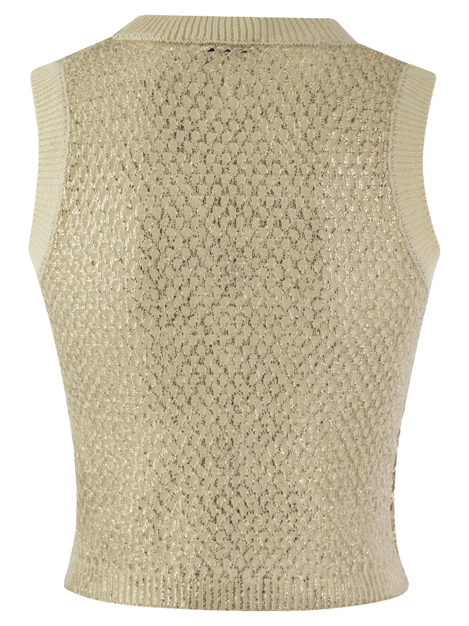 Shop Peserico Cotton And Linen Cordonet Top In Gold