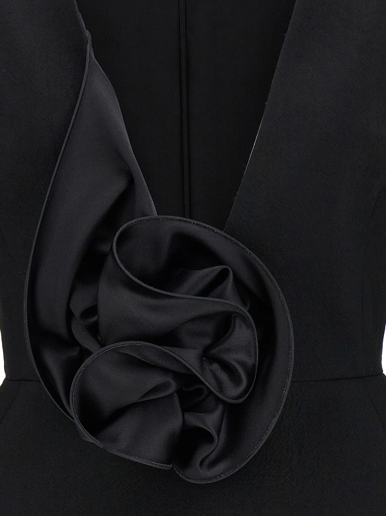 Magda Butrym Oversized Floral Embellished Silk-wool Dress In Black
