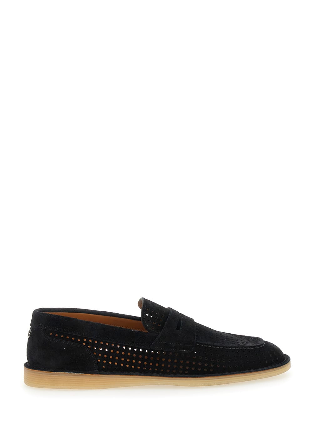 Dolce & Gabbana 'florio' Black Loafers With Logo Detail On The Rear And Penny Slot In Black