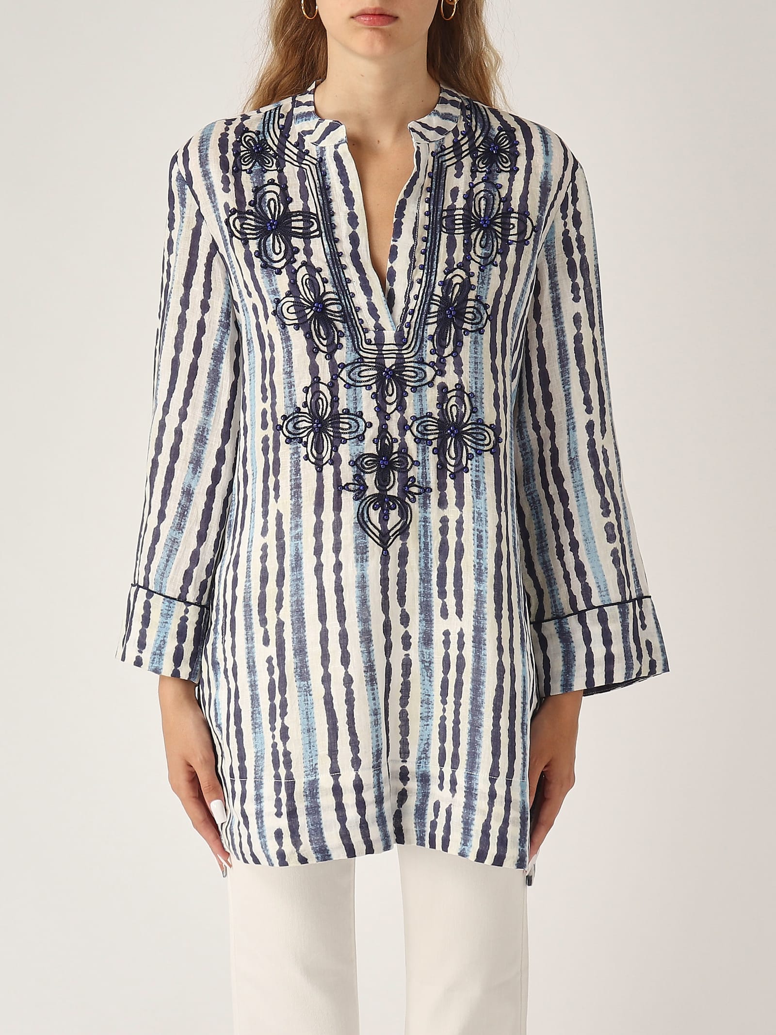 Maliparmi Camicia Caftano Shirt In Blue