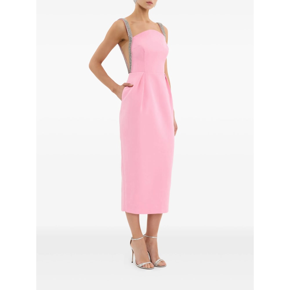 Rebecca Vallance Womens Pink Amaro Diamante-embellished Crepe Midi Dress