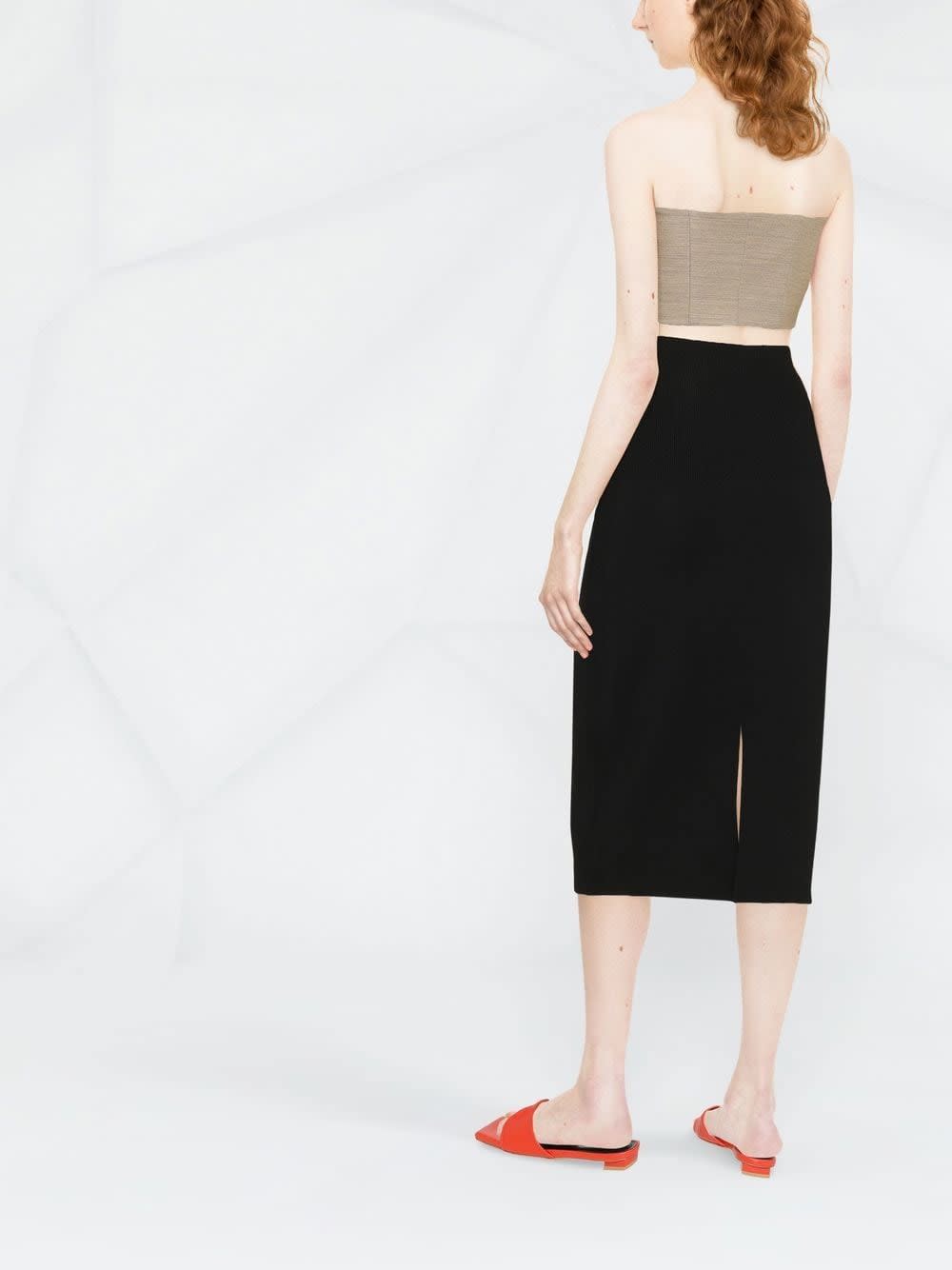 Victoria Beckham Fitted Midi Skirt In Black