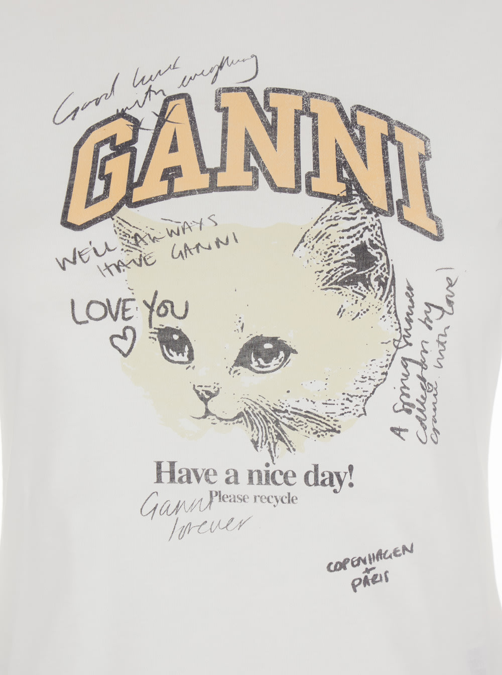 Ganni Women White Crewneck T-shirt With Maxi Logo On The Front In Cotton Jersey Woman In White