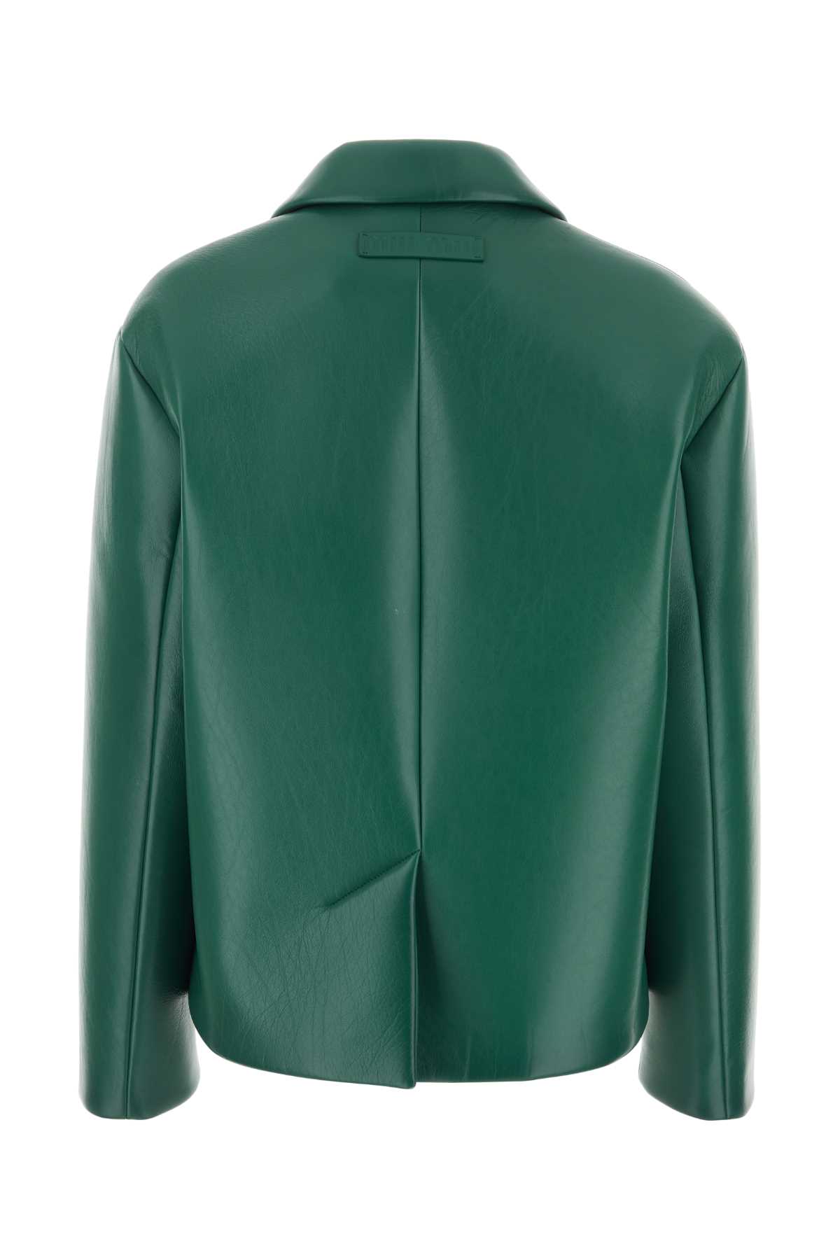 Shop Miu Miu Emerald Green Nappa Leather Jacket In Assenzio