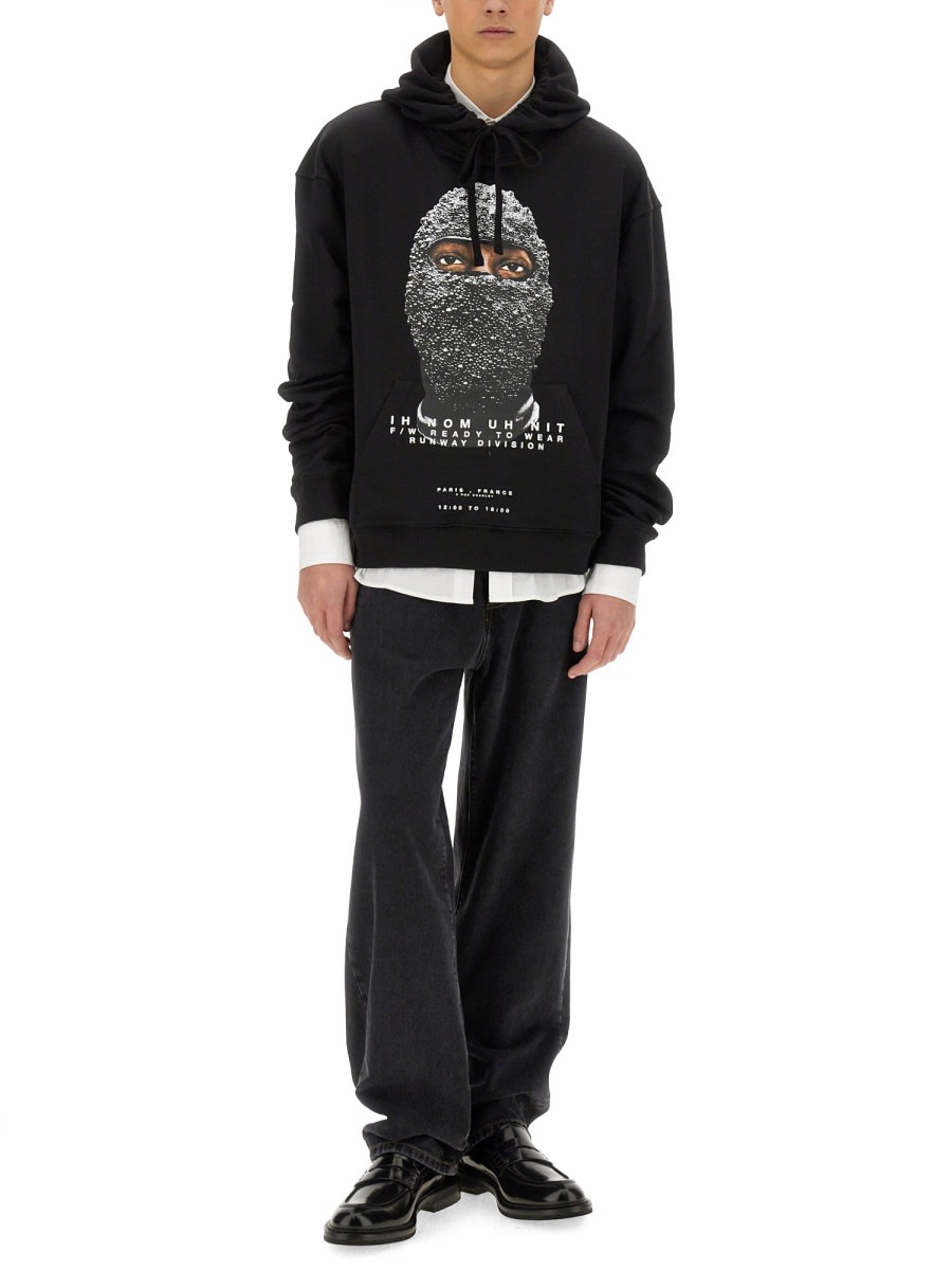 Ih Nom Uh Nit Graphic Print Crewneck Sweater Long Sleeves In Black