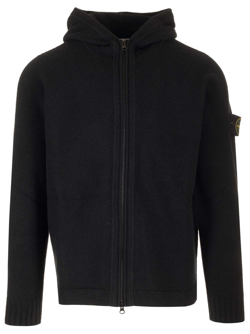 Shop Stone Island Zipped Cardigan In Black