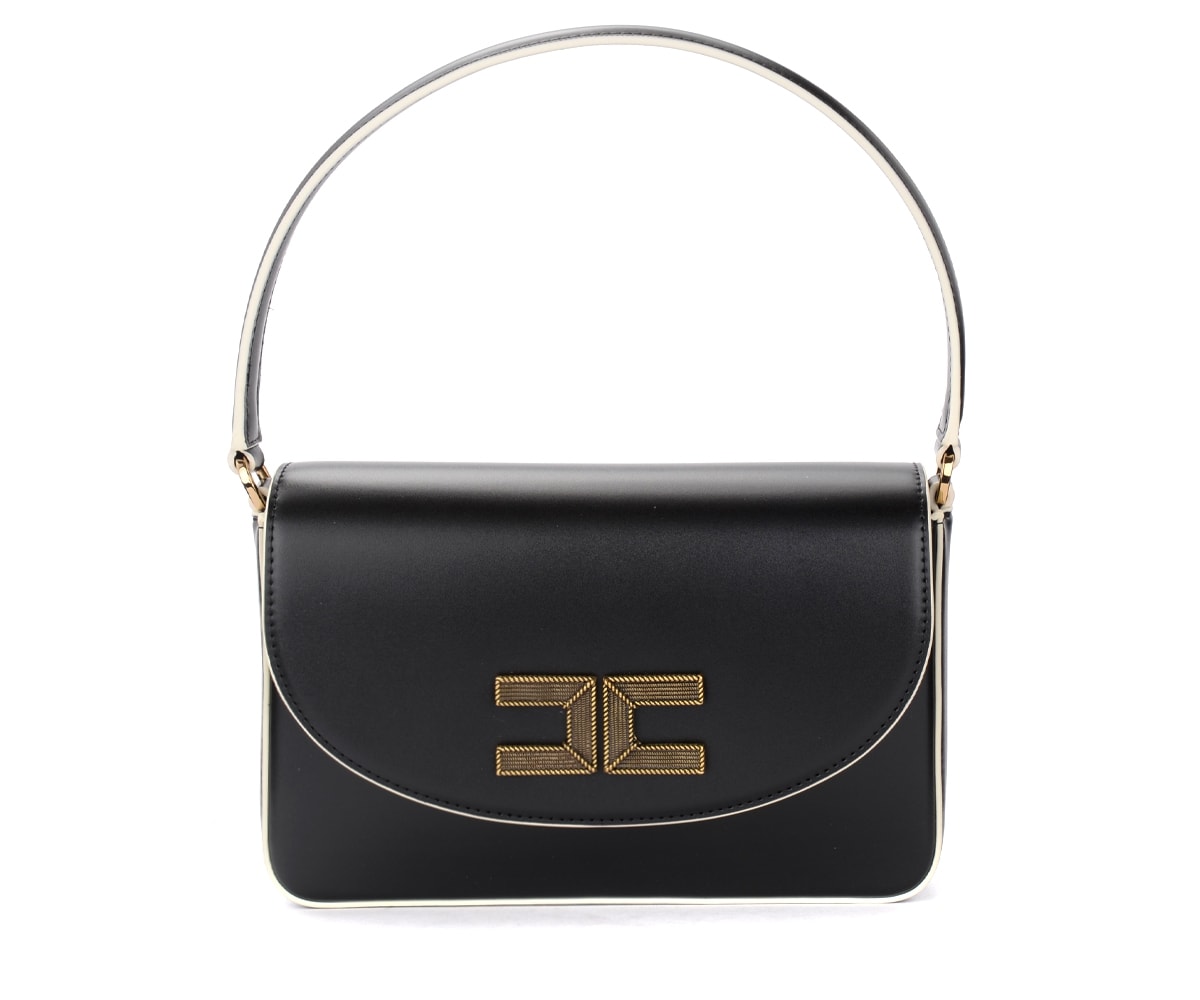Black Shoulder Bag With Logo Elisabetta Franchi