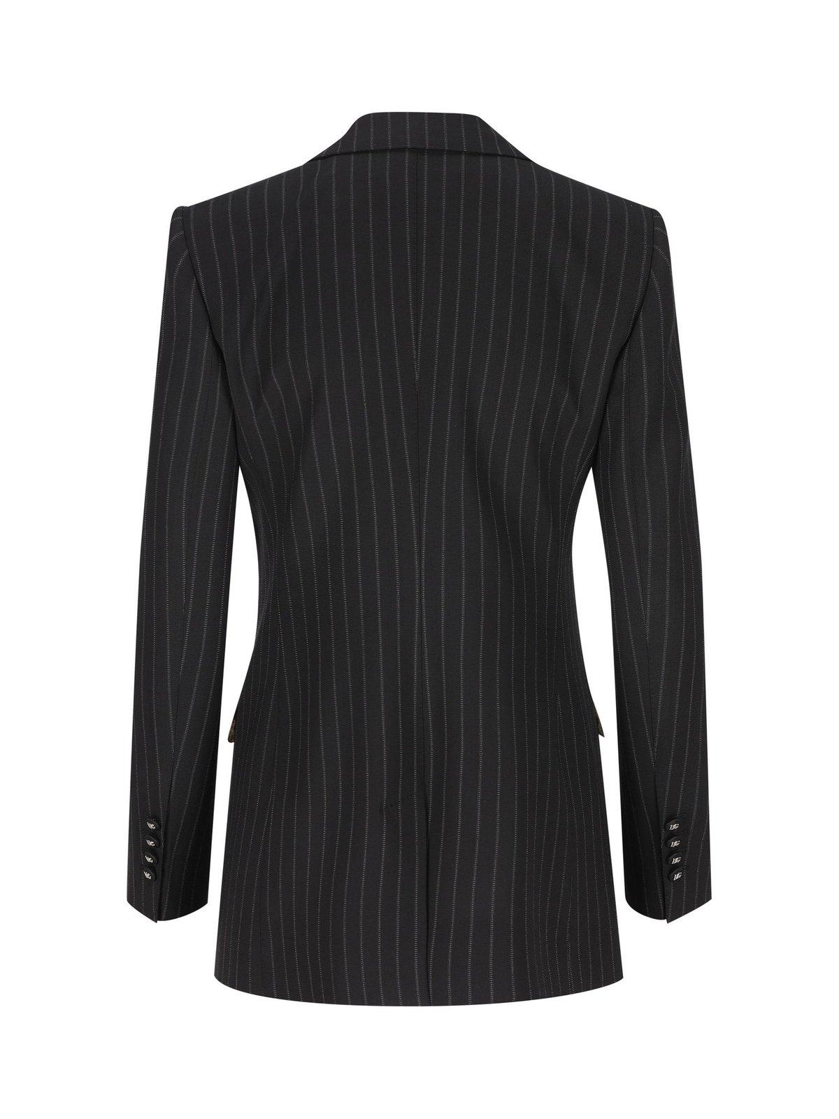 Shop Dolce & Gabbana Single-breasted Striped Blazer In Black/white