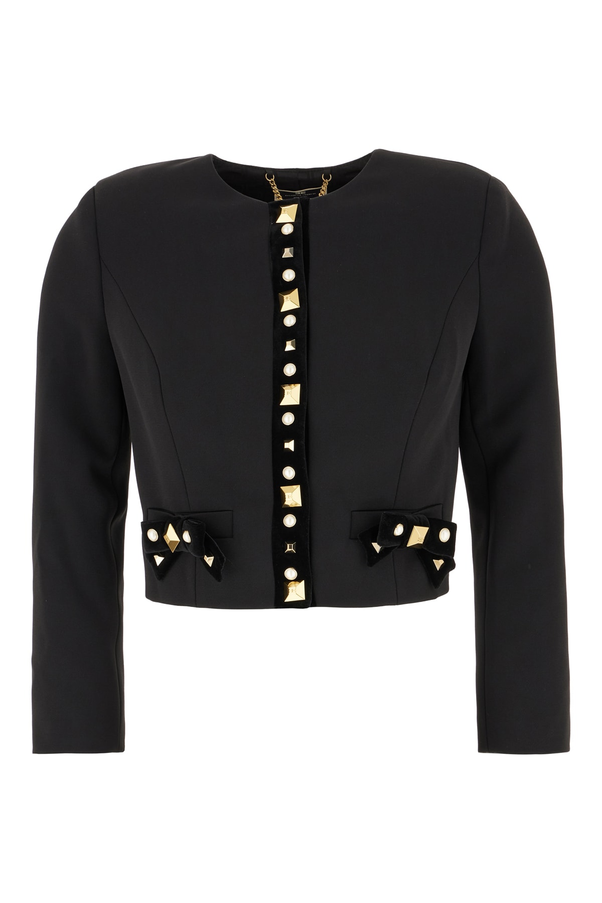 Shop Elisabetta Franchi Black Stretch Polyester Jacket In 110