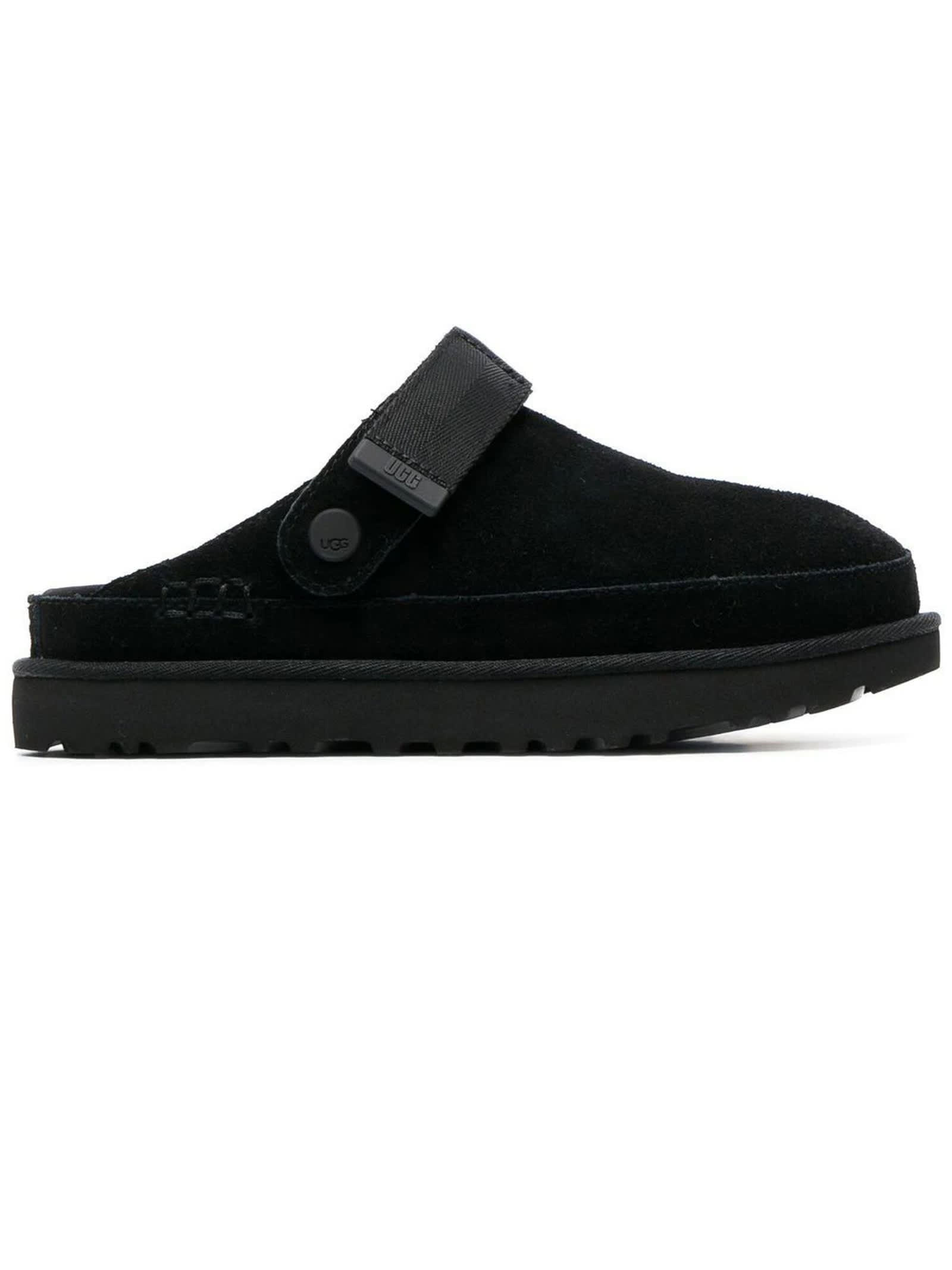 UGG BLACK CALF SUEDE SLIPPERS