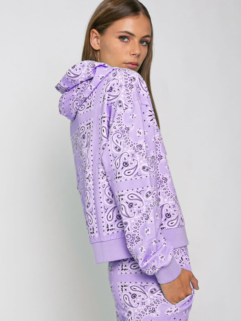 Mc2 Saint Barth Cotton Bandanna Hoodie With Saint Barth Embroidery In Purple