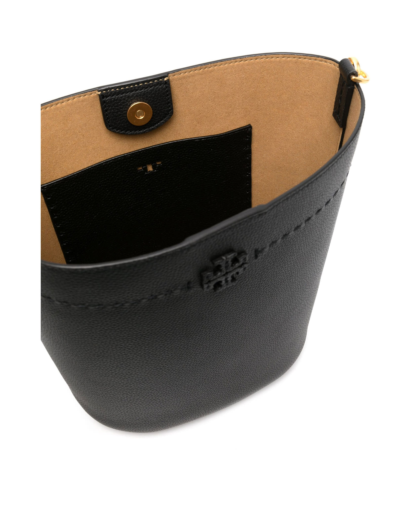 Shop Tory Burch Mcgraw Black Leather Bucket Bag
