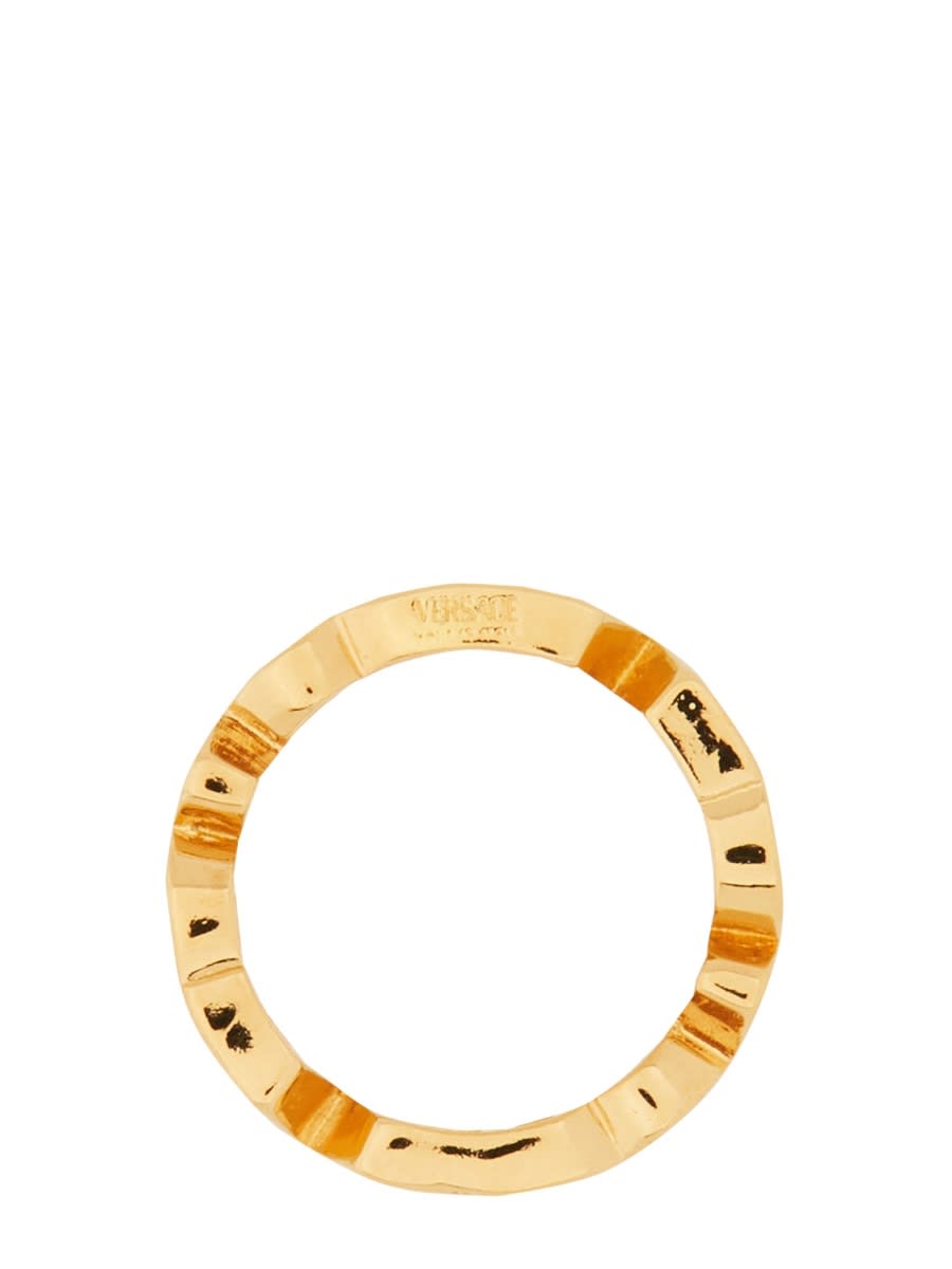 Shop Versace Logo Ring In Gold