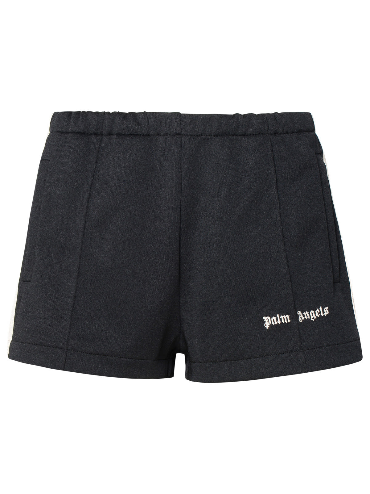 Palm Angels Black Polyester Sporty Shorts In Black Off