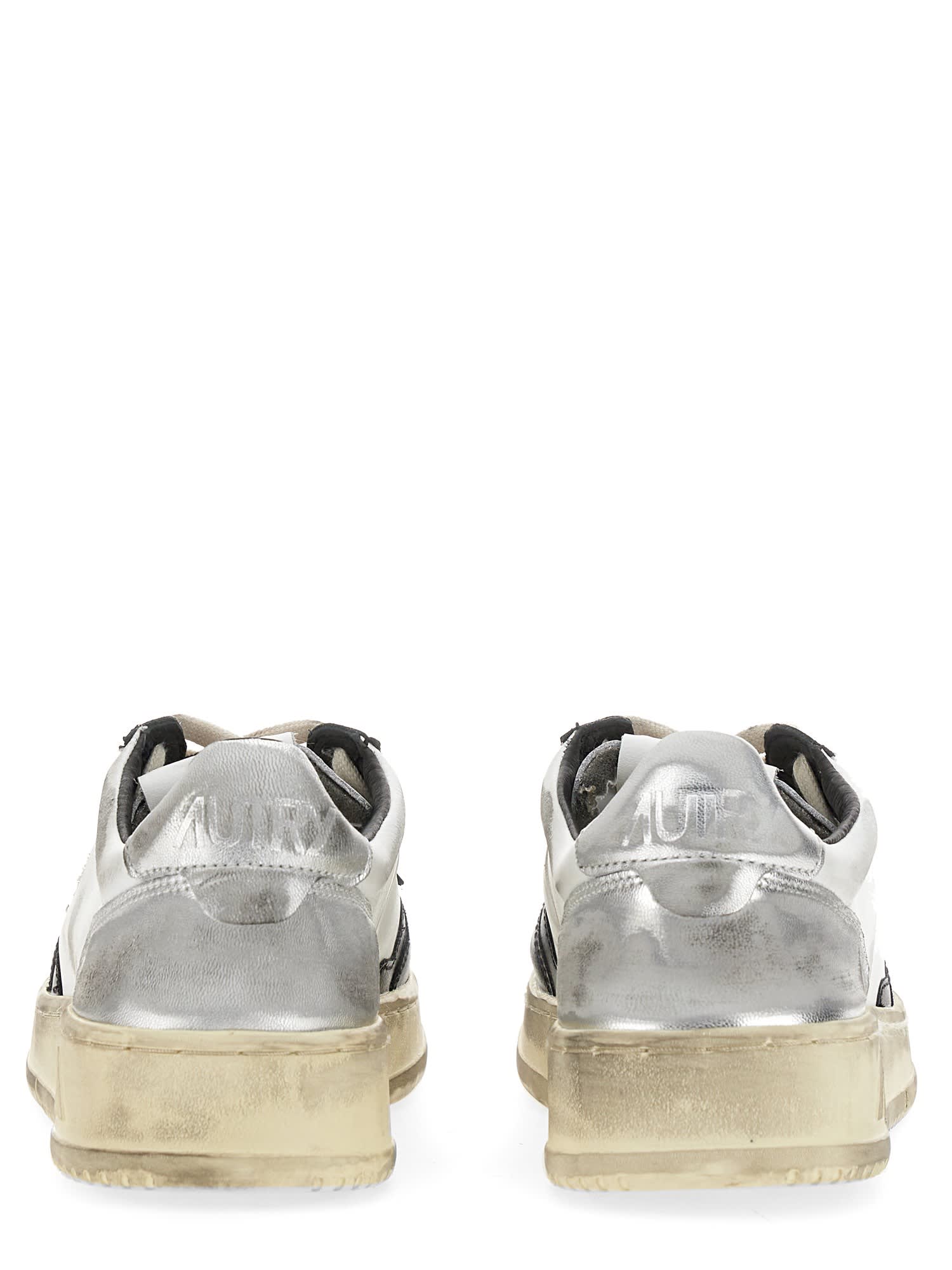 Autry Chunky White Sneakers With Textured Panels In White