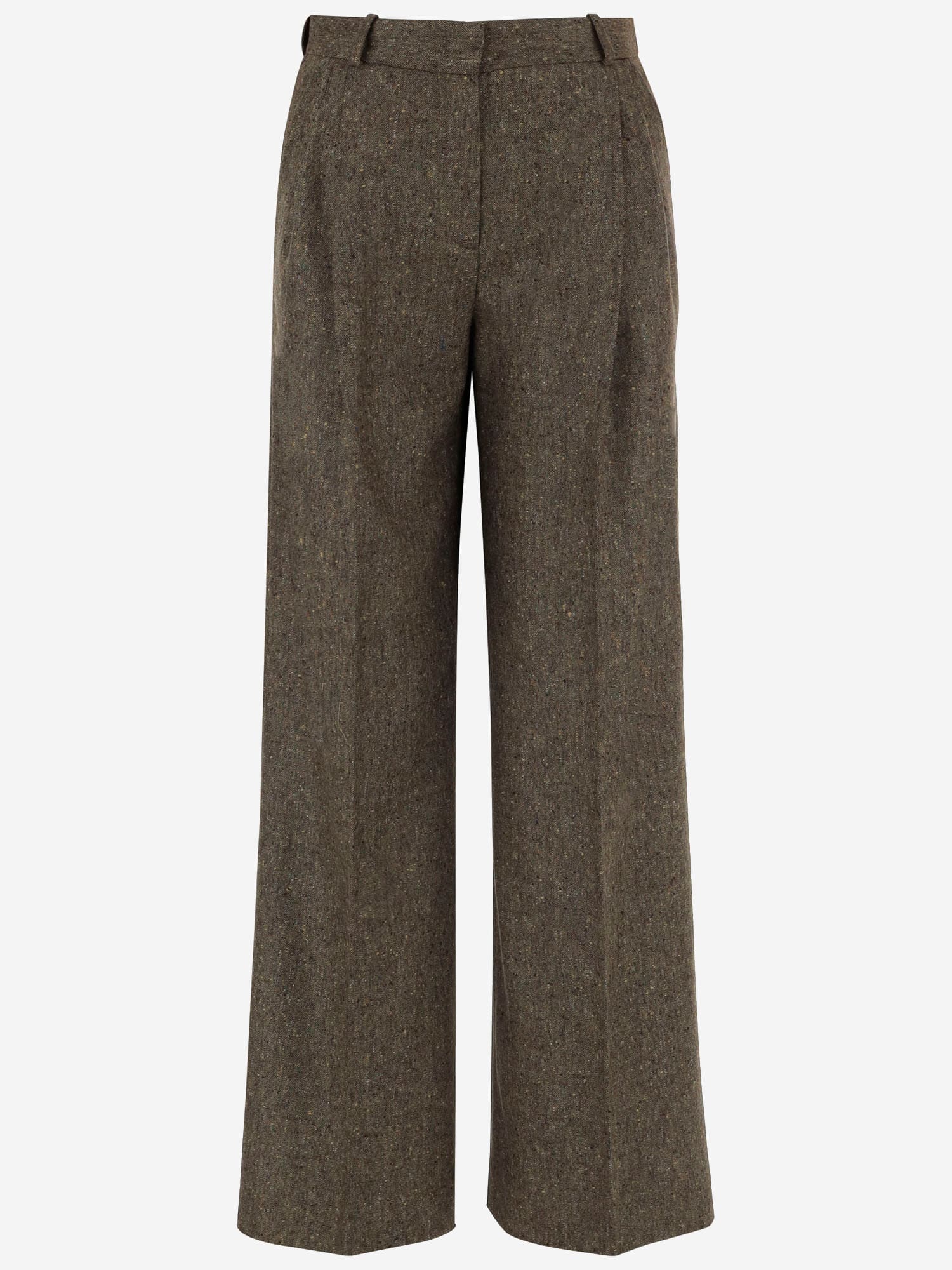 Ql2 Herringbone Straight-leg Pants In Brown
