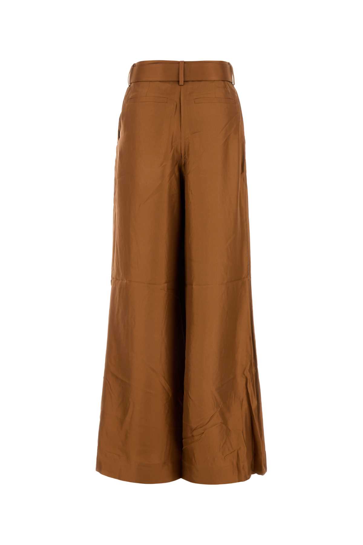 Shop Zimmermann Caramel Silk Illustration Wide-leg Pant In Cognac