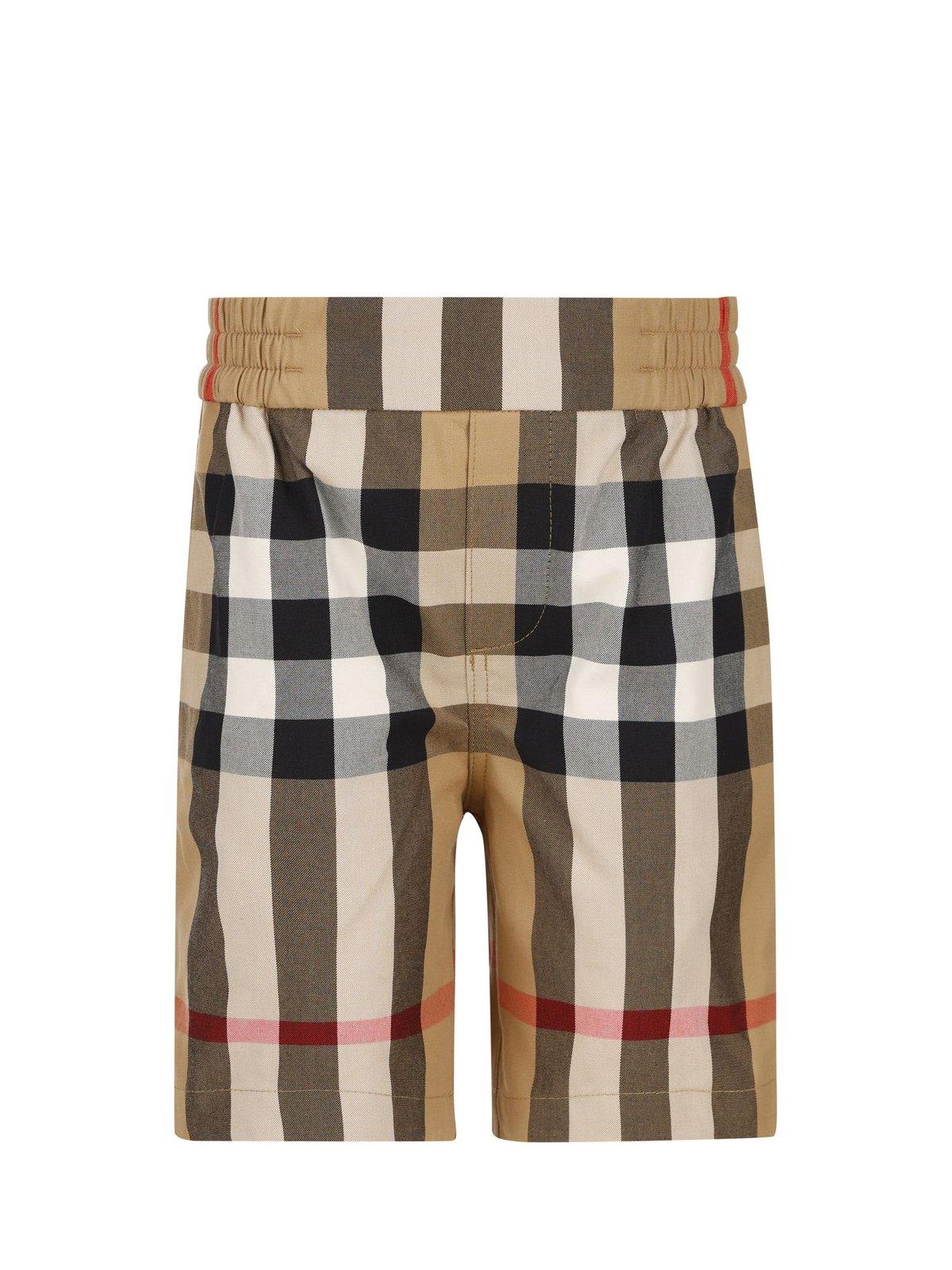 Burberry Babies' Check-printed High Waist Shorts In Multicolour