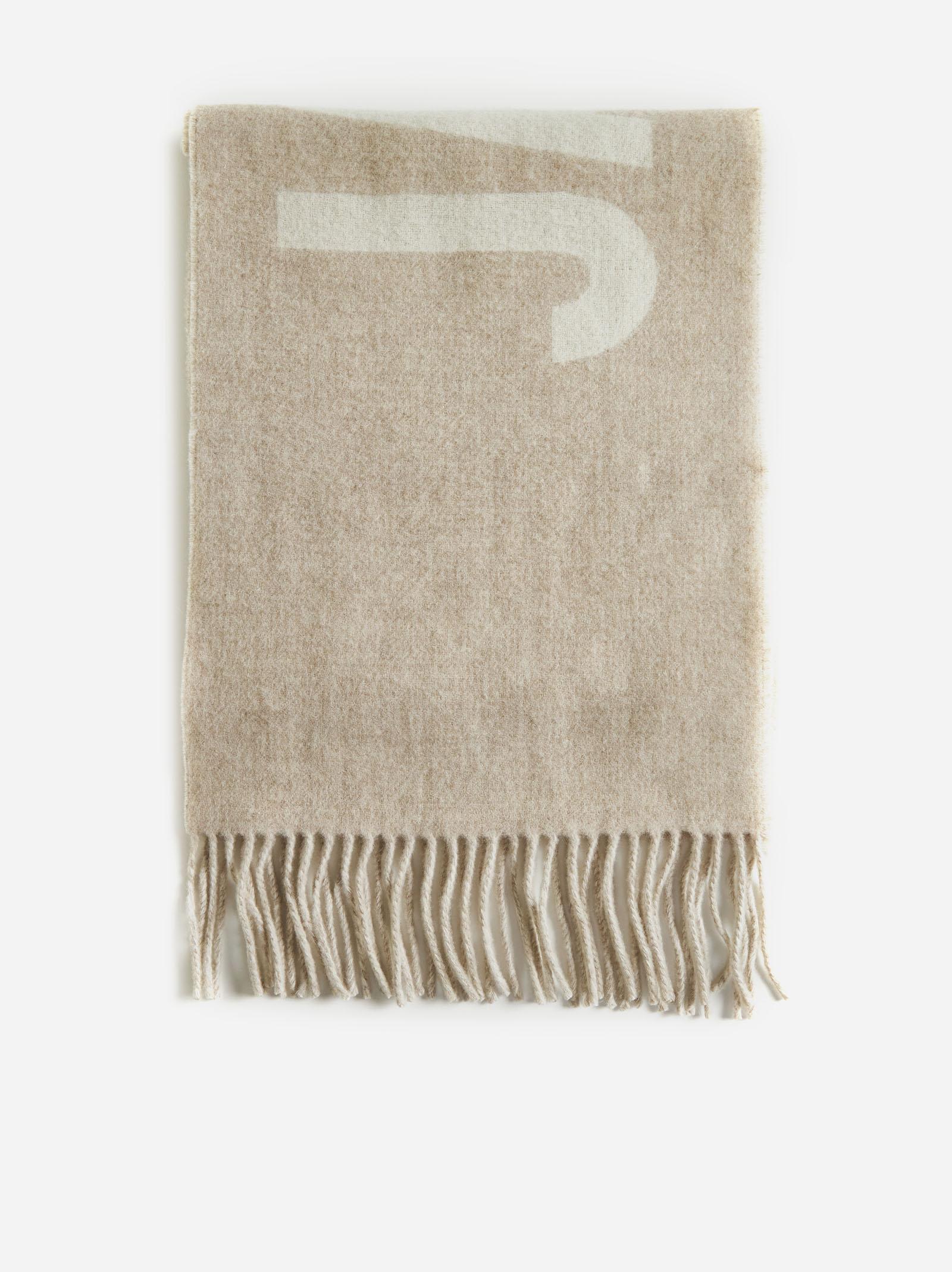 Shop Jacquemus Logo Wool Scarf In Beige