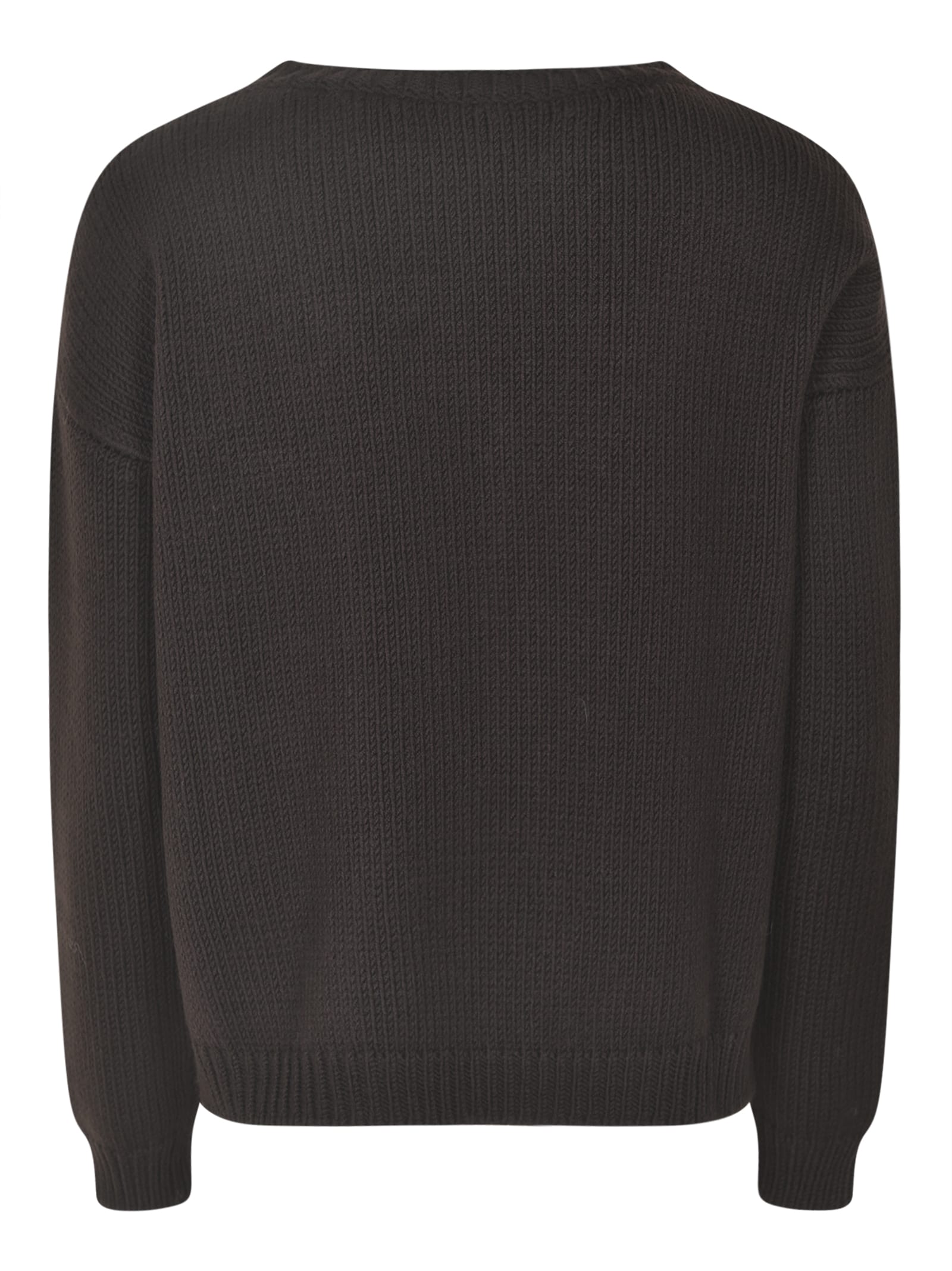 Shop Base Plain Knit Ribbed Sweater In Dark Brown