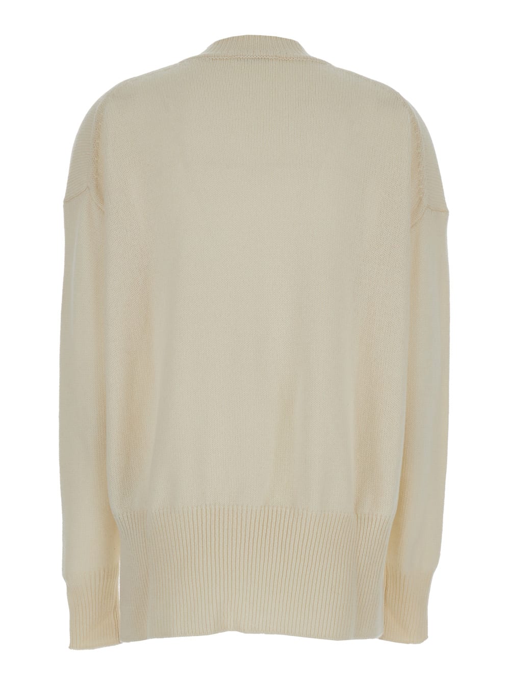 Shop Jil Sander Cream Ribbed Pullover In Cashmere Woman In White