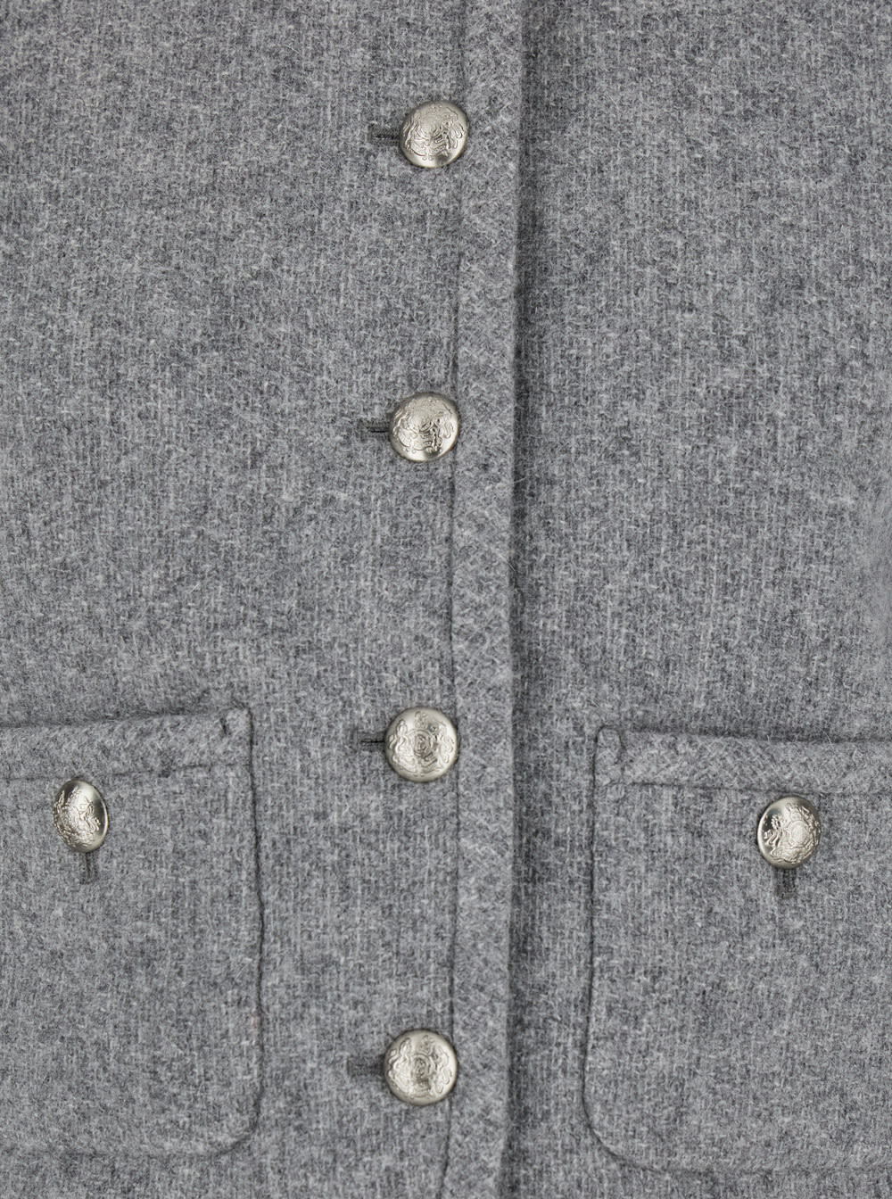 Shop Dunst Grey Crewneck Jacket With Buttons On The Front In Wool Blend Woman