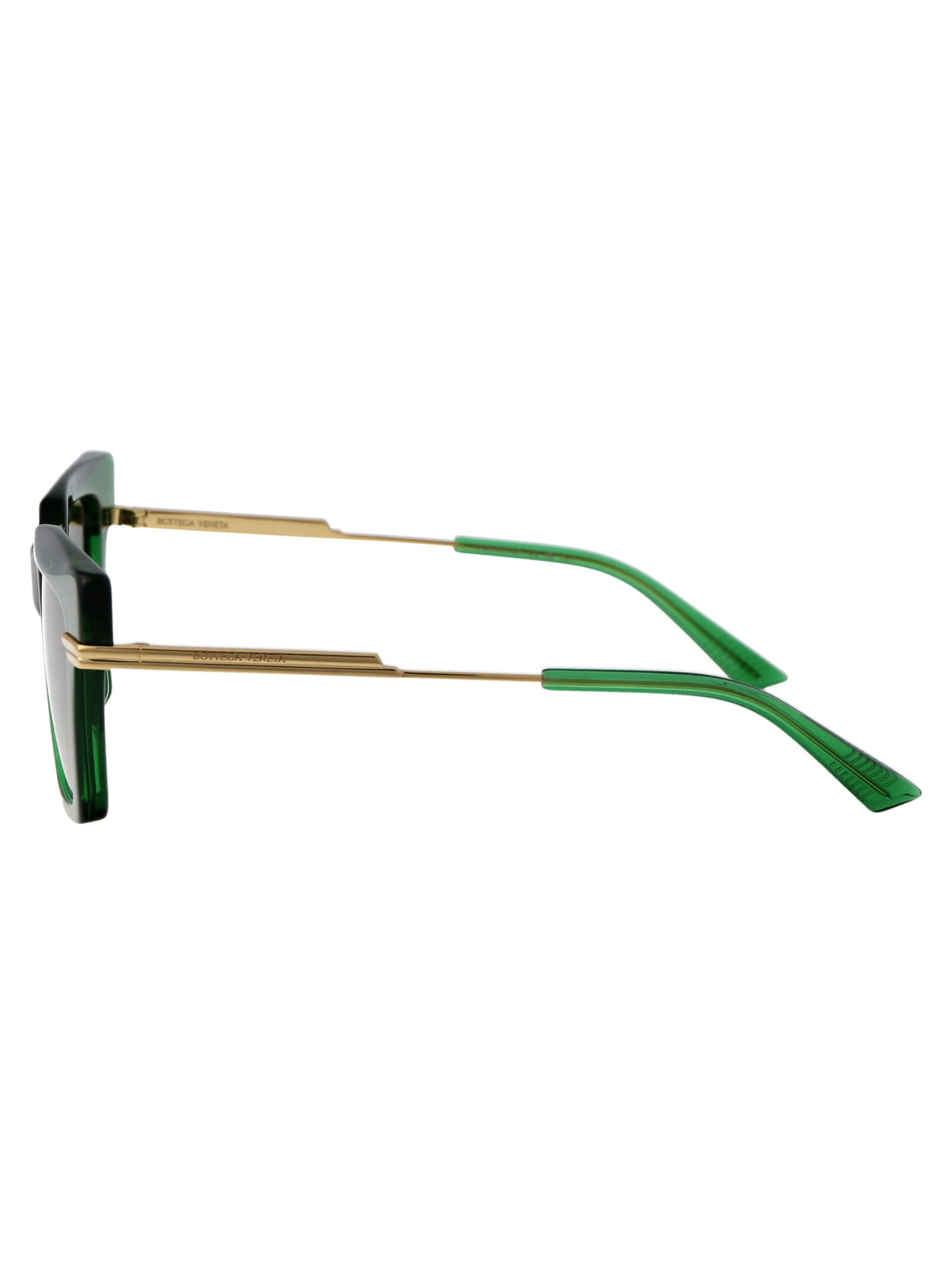 Shop Bottega Veneta Bv1242s Sunglasses In 003 Green Gold Green