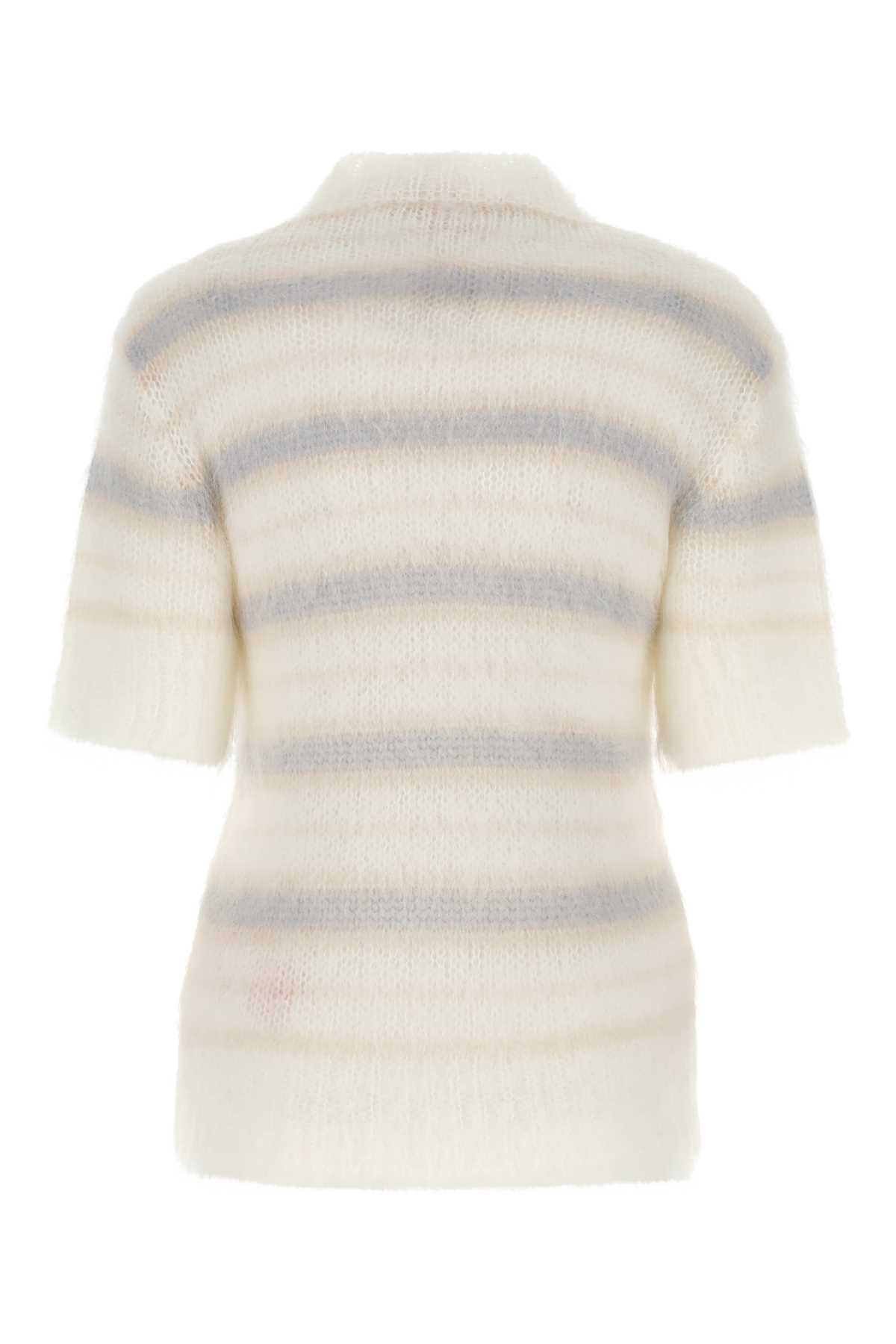 Shop Marni Embroidered Mohair Blend Sweater In Naturalwhiite