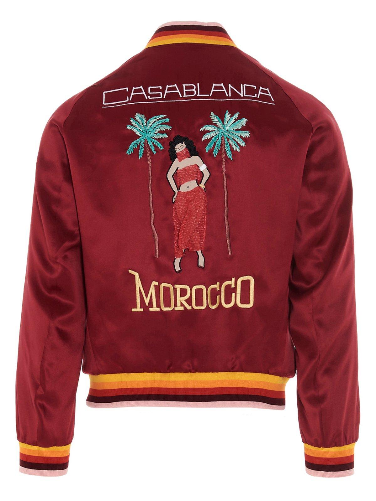 Shop Casablanca Graphic Embroidered Bomber Jacket In Red