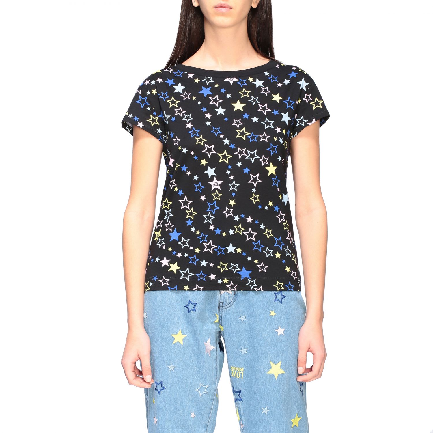 LOVE MOSCHINO SHORT-SLEEVED T-SHIRT WITH STAR PRINT,11235668