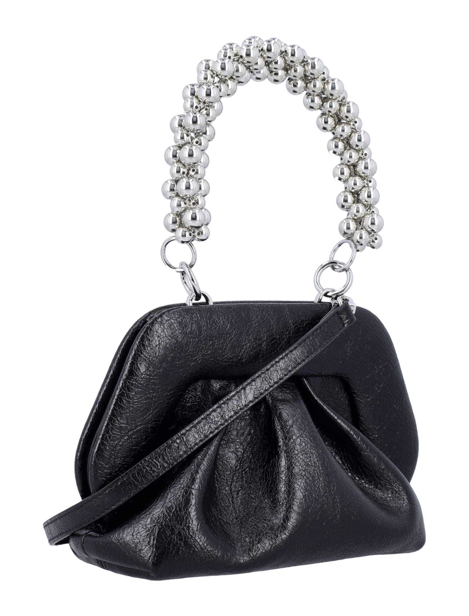 Shop Themoirè Handle Beads Gea Clutch In Black